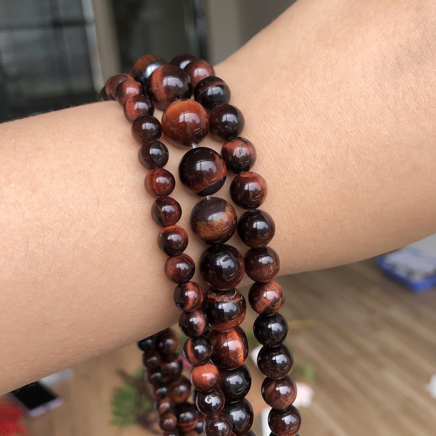 Yochus 60pcs Red Tiger Eye Beads，6mm Healing Power Natural Stone Round Loose Beads for Jewelry Making Earring Necklace DIY Crafts