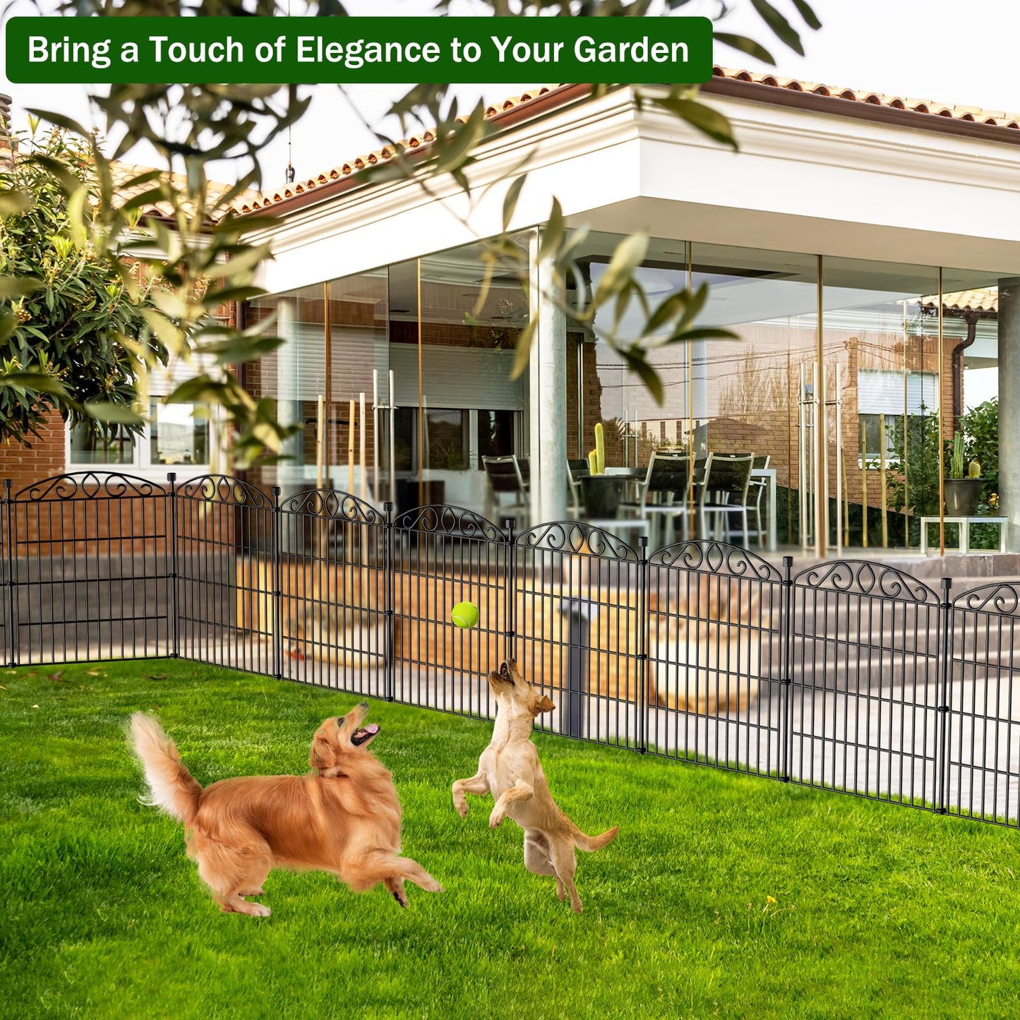 Garden Fence 12 Panel - 30in H x 23.6ft L, No Dig Rustproof Metal Tall Animal Barrier for Dogs Rabbits, Decorative Outdoor Border for Yard, Patio, and Flower Beds