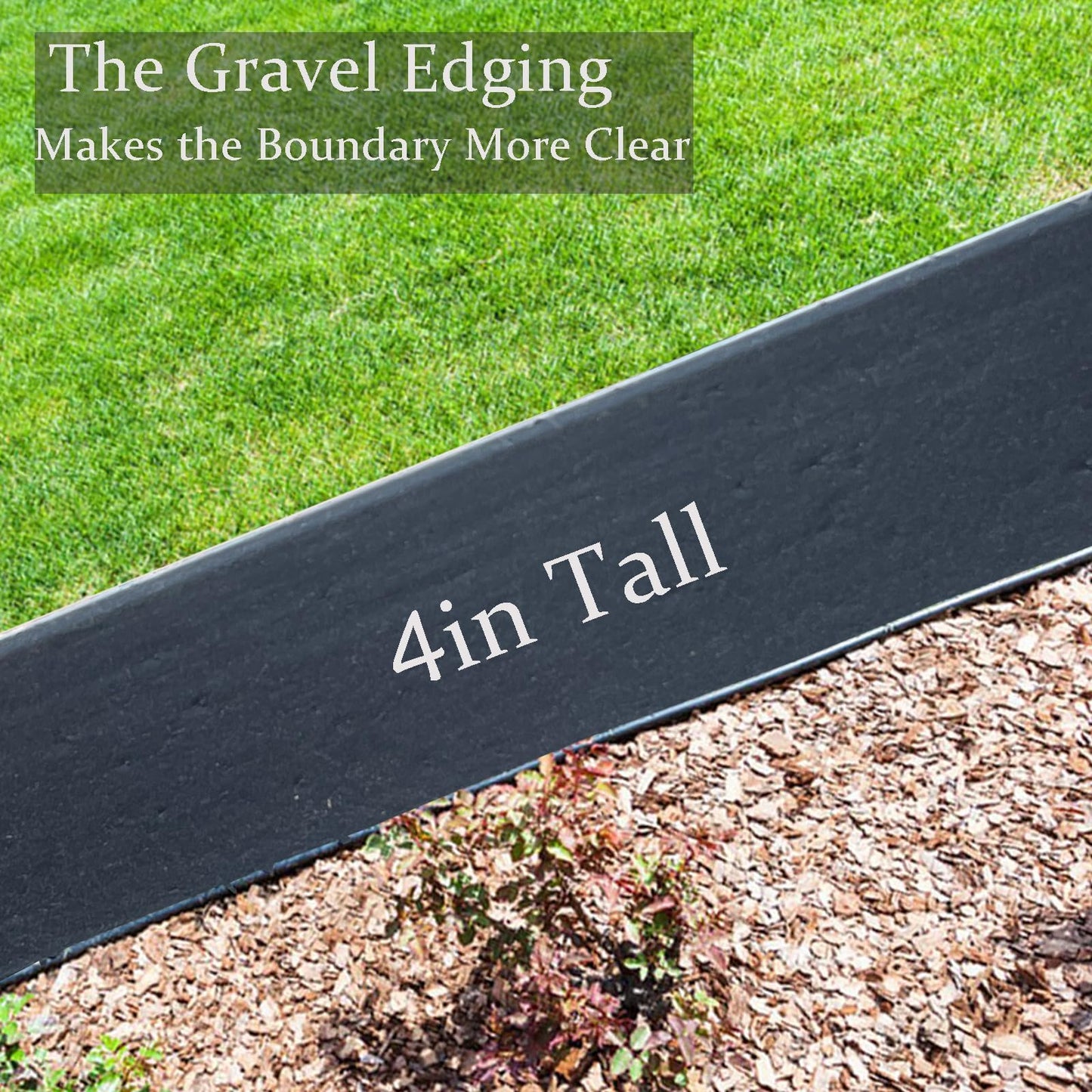 Landscape Edging 33FT, 4IN Tall Garden Edging Border with 50pcs Spikes, Plastic Lawn Edging Kit, Tool-Free Flexible Borders Edging for Garden Flower Beds Tree Surrounds Yard Pathway, Black