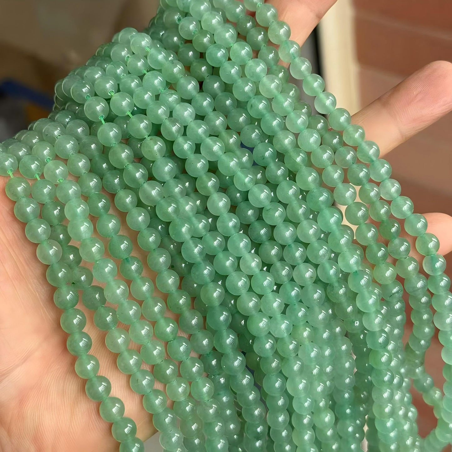 MJDCB Natural Stone Beads Green Aventurine Round Loose Beads for Jewelry Making DIY Bracelet Necklace (6mm)
