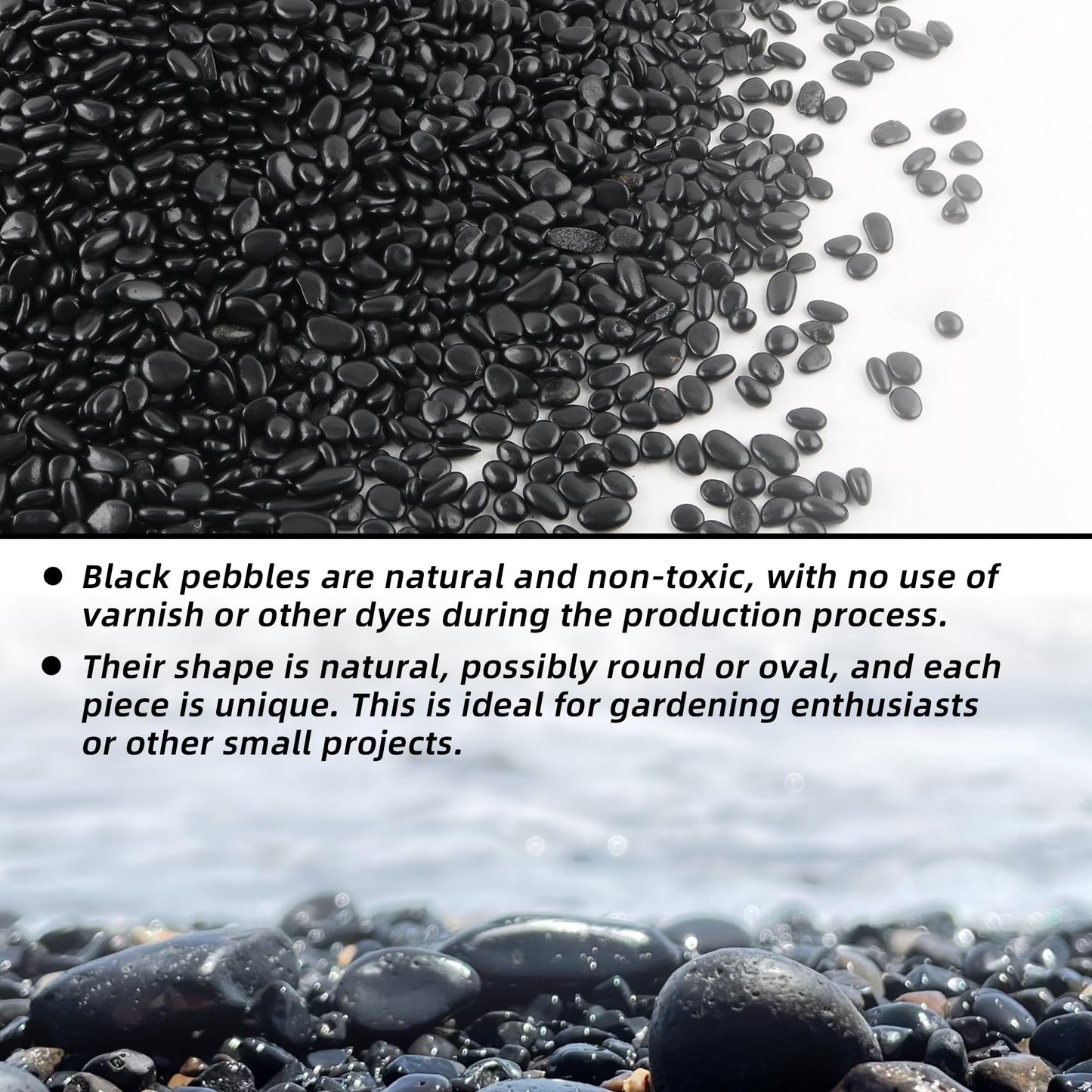 7lb 1/4" Small Pebbles Black for Plants,Potting,Succulents Aquarium Fish Tank Vases Decorative Garden Polished Gravel Rocks Stones