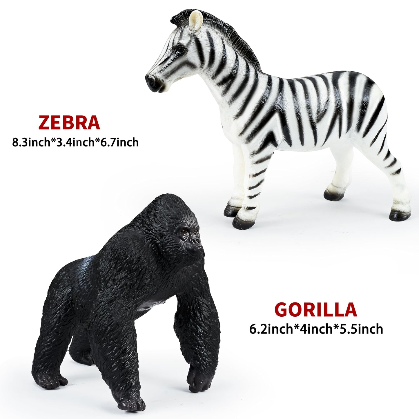 6 Pcs Large Soft Safari Animal Toys,Jumbo Animals Playset for Toddler Kids Children Boy Girl 1 2 3 4 5 Year Old,Learning Toy,Brithday