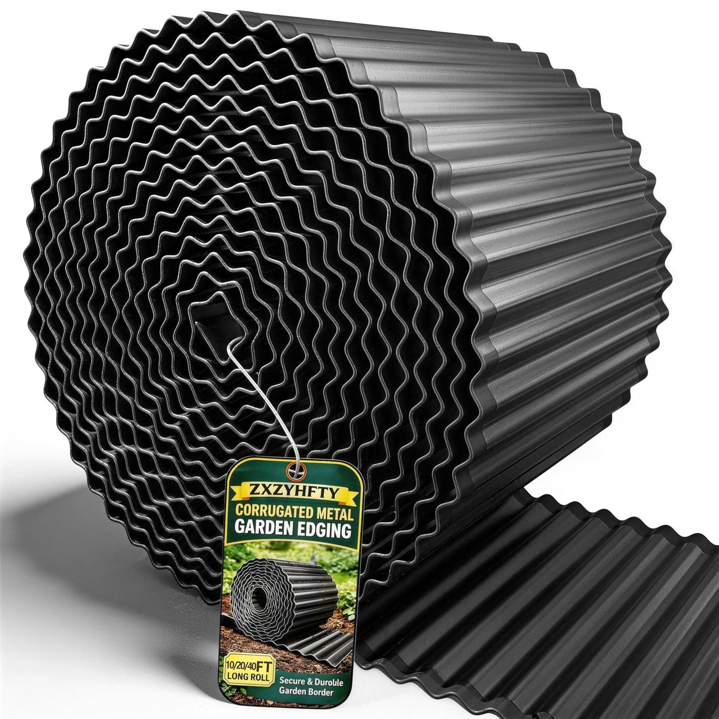ZXZYHFTY Corrugated Metal Garden Edging, 6" x 40Ft Black Landscape Border for Lawn, Flower Beds, Paver Edging, Durable Garden Fence.