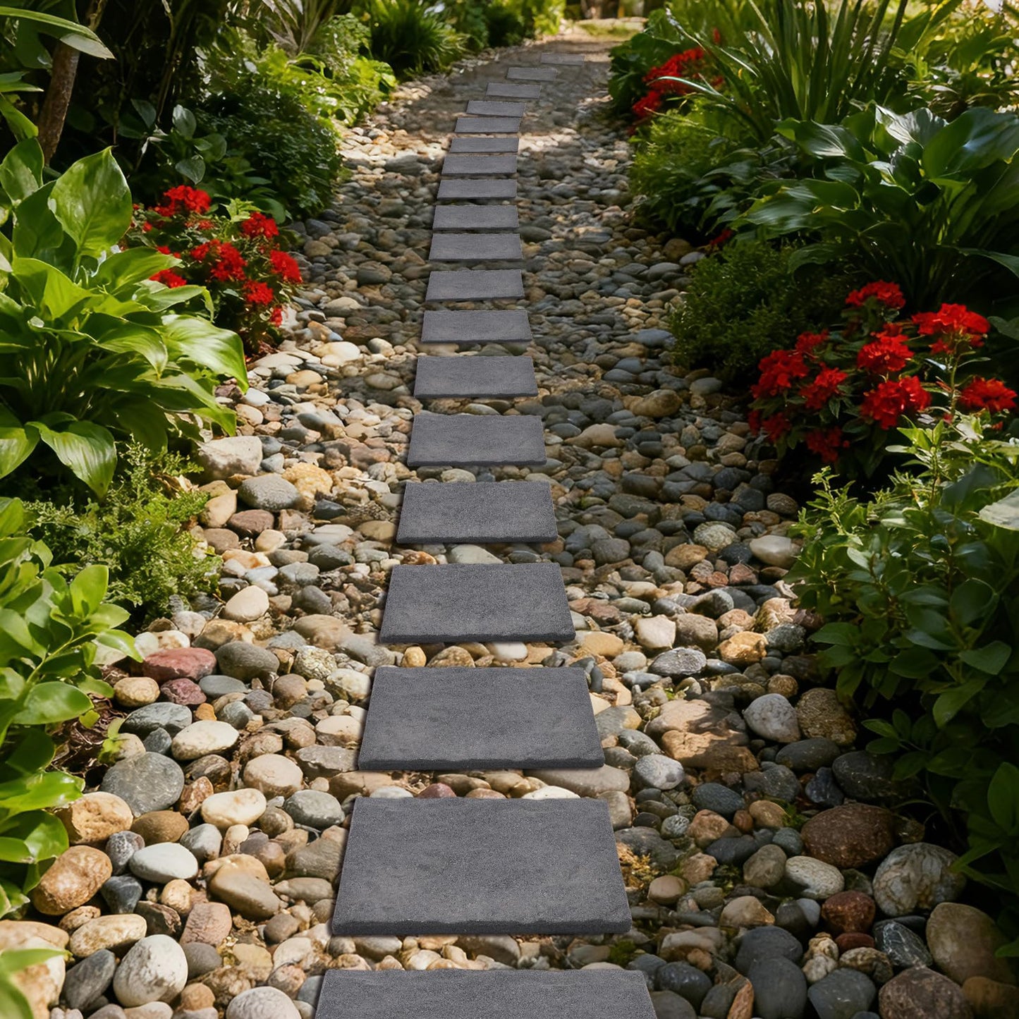 Sekcen 3 Pack Rubber Stepping Stones 15.75”x15.75” Outdoor Garden Walkway Recycled Paving Stones Pavers for Walkways