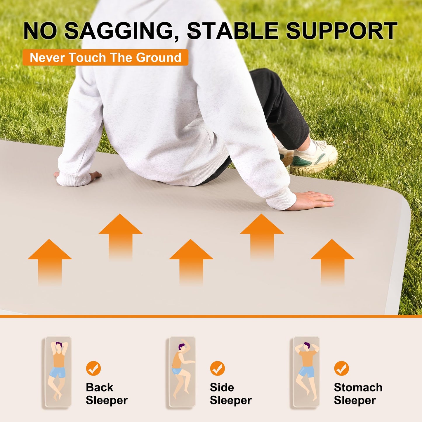 TOBTOS High-Support Full Size Camping Air Mattress, 3" Thick No Sagging Inflatable Mattress with Manual Pump, Double Sleeping Pad for Camping, Home, Hiking