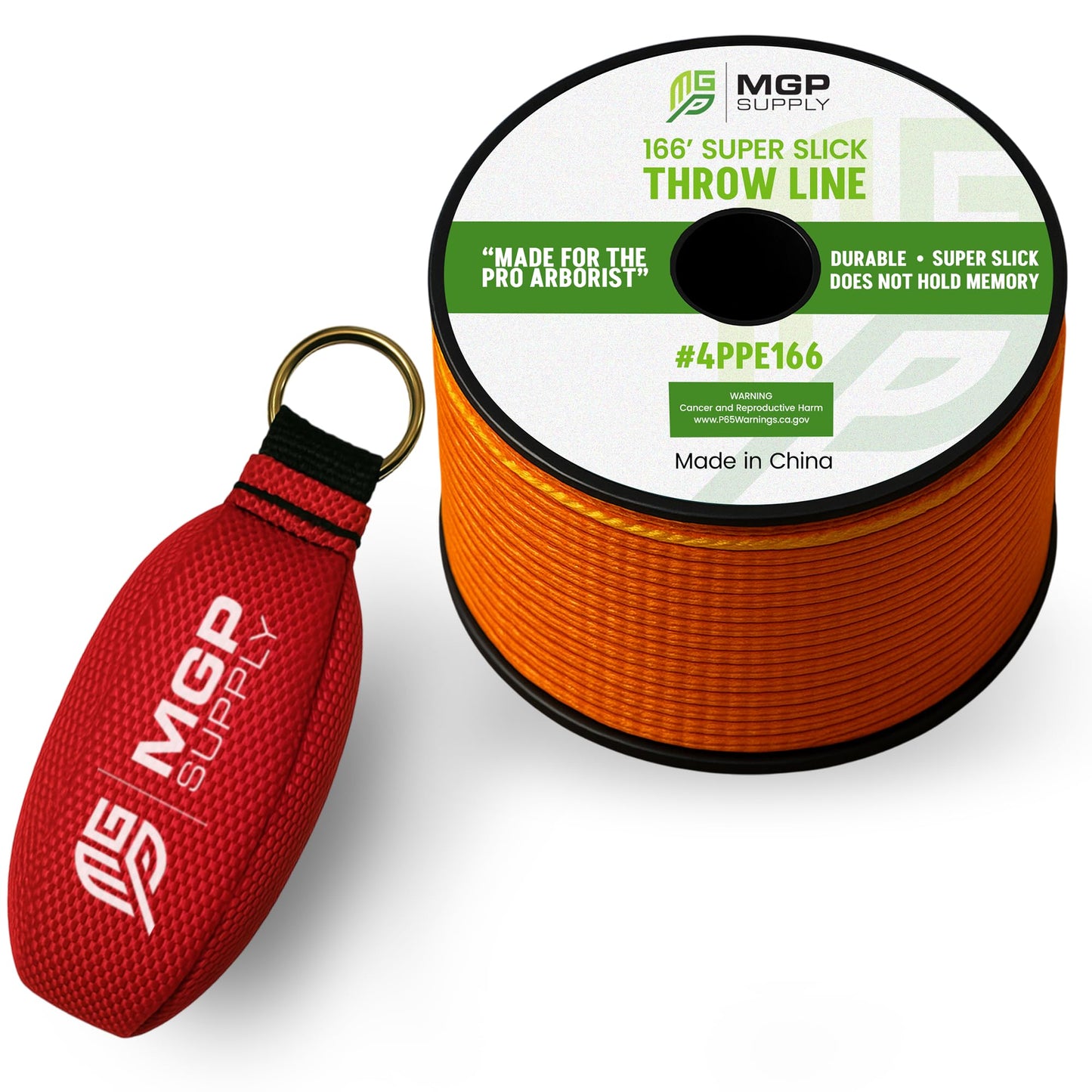 MGP SUPPLY Arborist Throw Line Kit | 15oz Throw Weight & 166ft Rope | Ultra Slick 100% Polyester Rope | Arborist Equipment For Tree Climbing