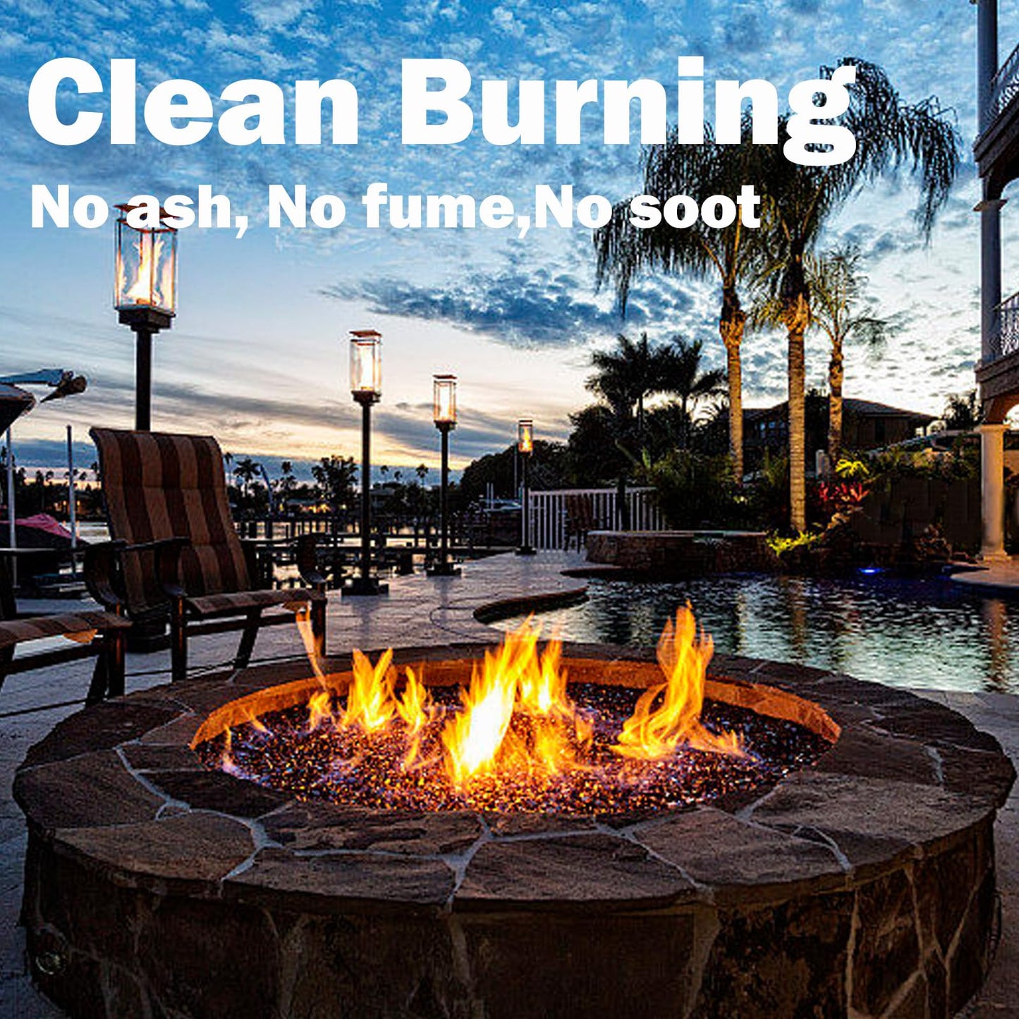 NICOLEKAY 10-Pound Fire Glass Beads - 1/2 inch High Luster Fire Glass Drops for Fireplace Fire Pit | Gas Log Sets | Landscaping | Fish Tank (10 Pounds Caribbean Blue)