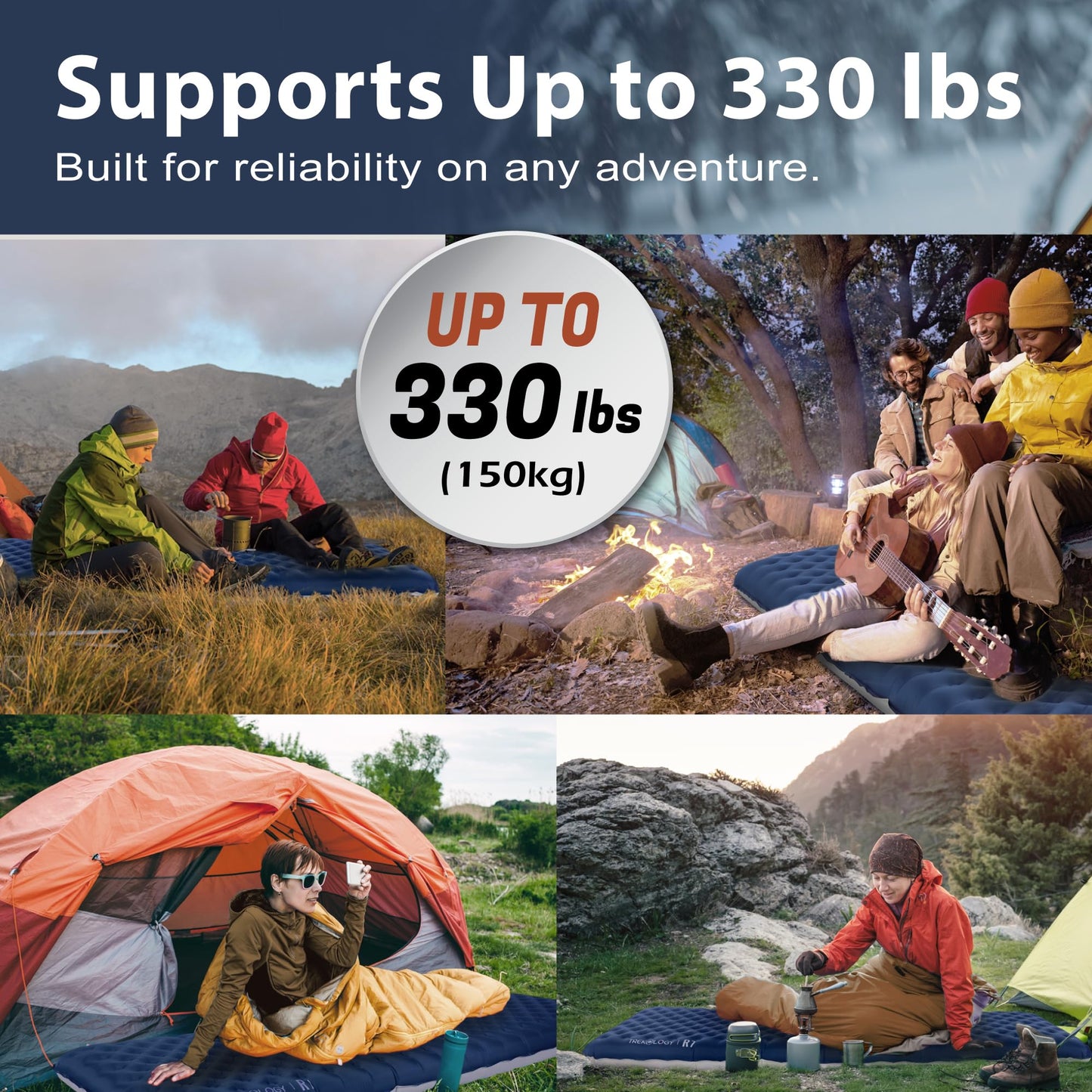 TREKOLOGY Camping Sleeping Pad with 7.2 R-Value– Ultra-Lightweight, 4" Thick Camping Mat for All Seasons – Compact, Durable & Waterproof – Ideal for Backpacking, Hiking, and Outdoor Adventures UL R7