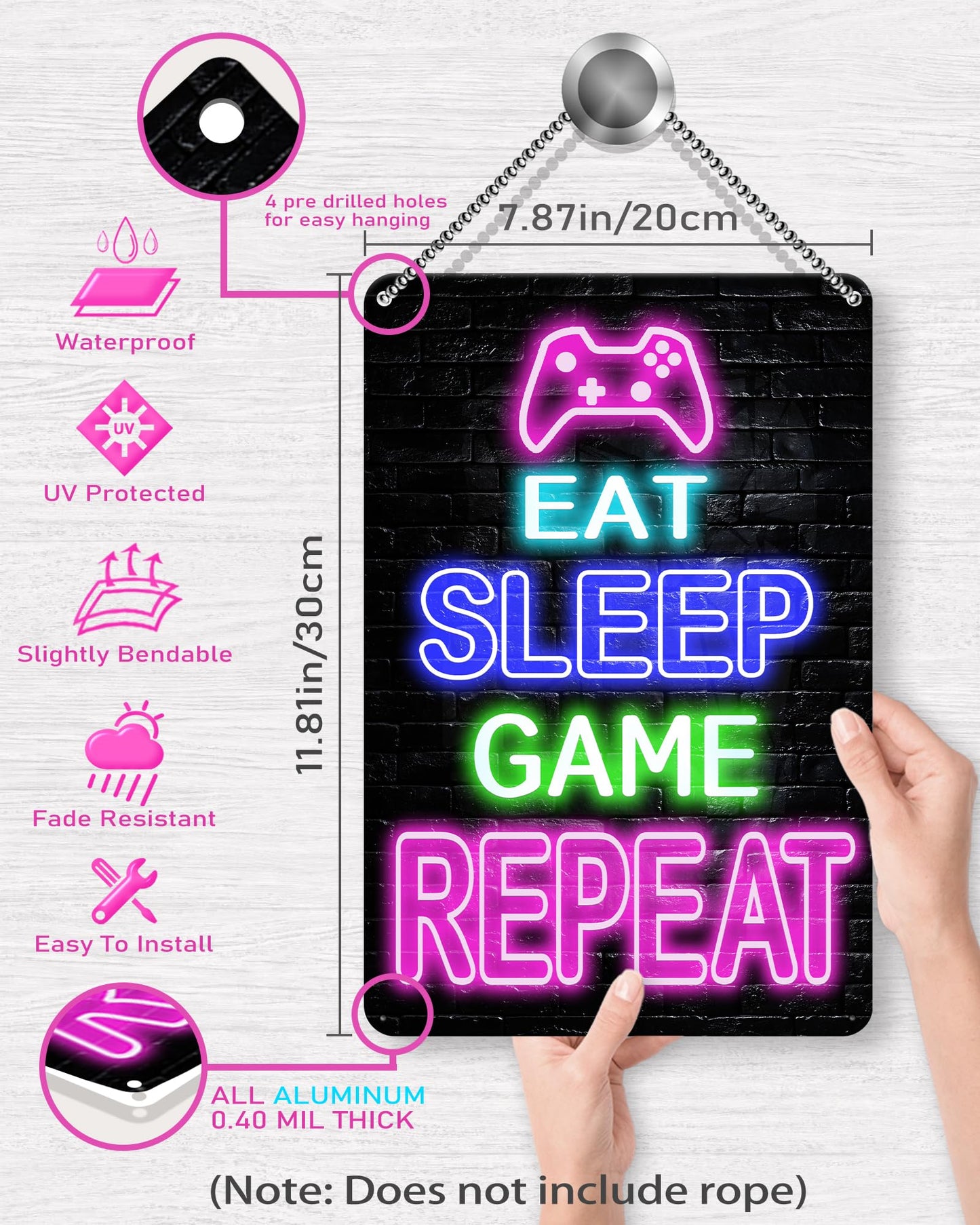 Drsoum Video Gamer Room Decor for Boys Gaming Wall Decor Neon Gaming Room Metal Sign 12 x 8 Inch Set of 4 - Gamer Wall Decor Teenage Boy Room Decor