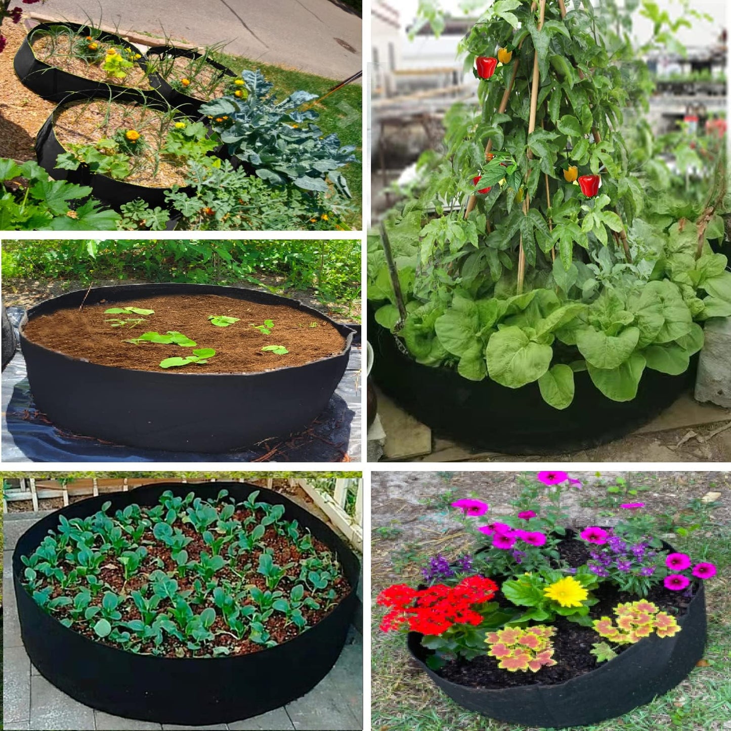 ZtohPyo 2-Pack 15 Gallon Grow Bags,Round Fabric Raised Garden Beds with 2 Handles,Durable Garden Planter Cloth Pots Container to Grow Vegetables for Outdoor Plants