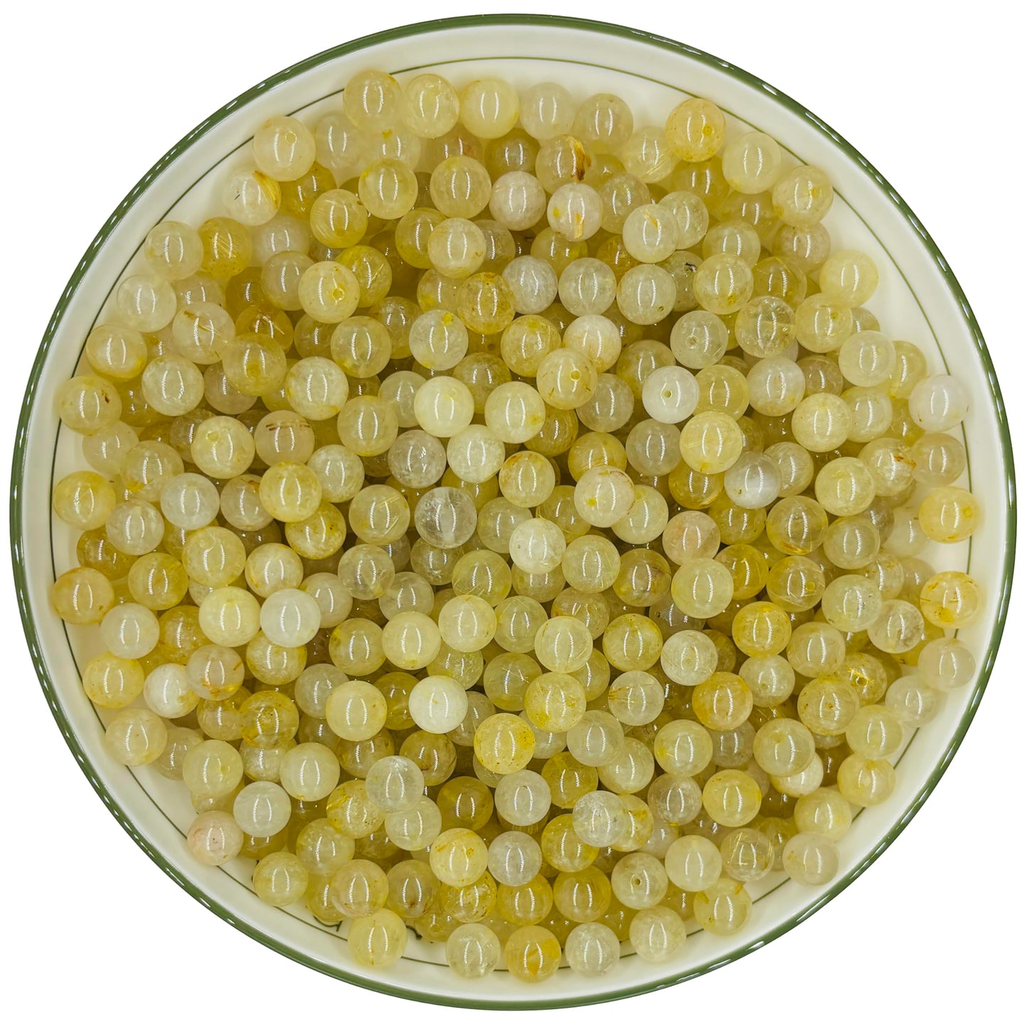 WHNKFB 8mm 50PCS Natural Frosted Gold Rutilated Quartz Round Beads, Cotton-Like Included Loose Crystal Beads for Jewelry Making Craft - 4mm 6mm 8mm 10mm Options with Free Elastic Cord