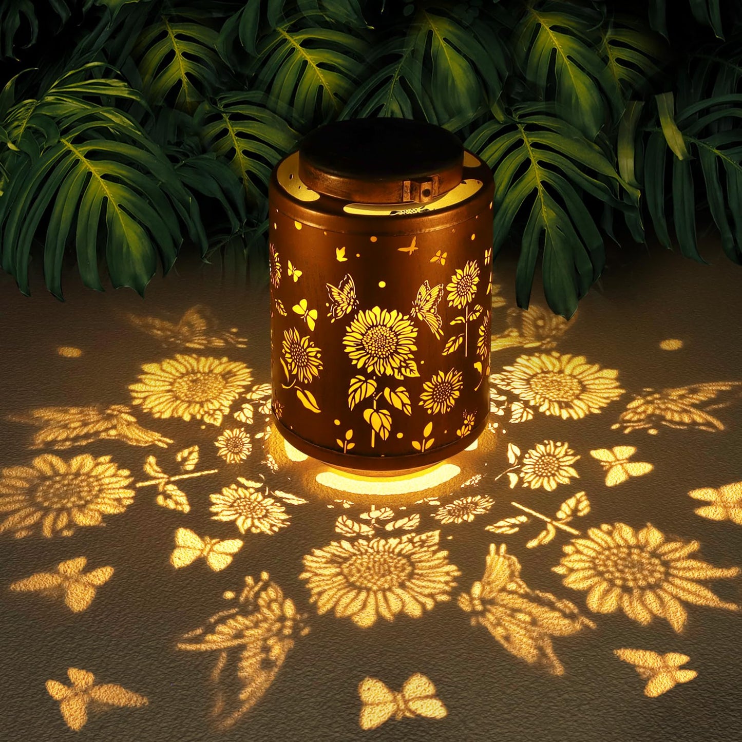 Tepaken Solar Outdoor Lanterns, Butterflies Garden Decor LED Light Hanging Waterproof Metal Lanterns for Patio, Pathway, Yard