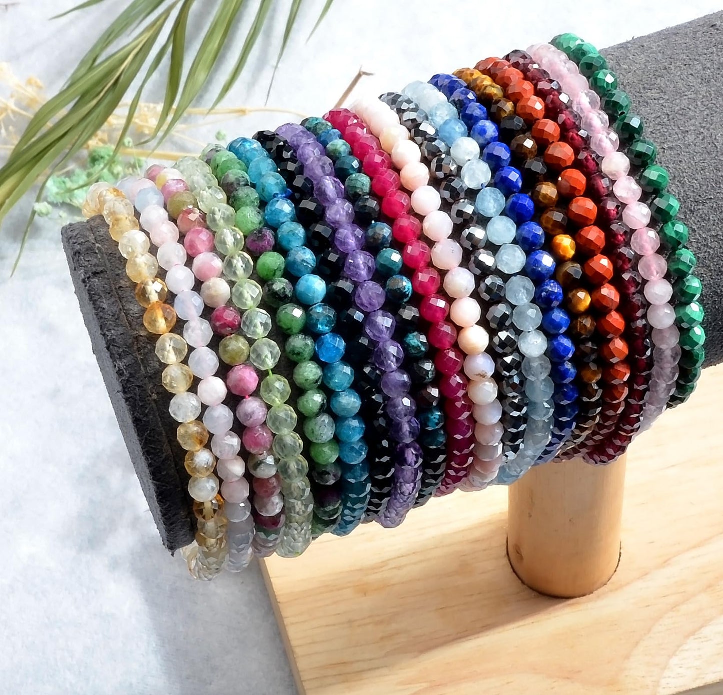 MASSIVE BEADS Natural Genuine Gemstone Beads Healing Crystal Chakra Reiki Jewelry Faceted Round Beads Bracelets (Color Tourmaline A, 3mm)
