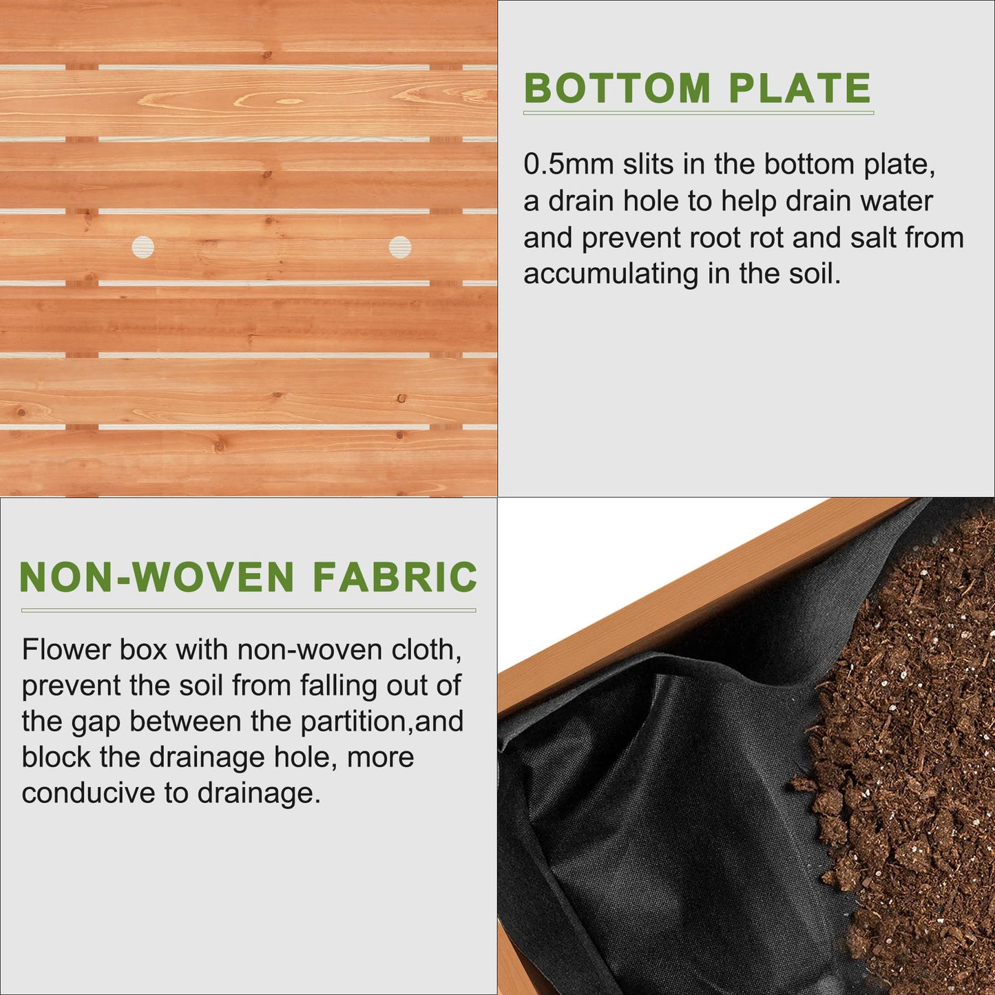 BIRASIL Outdoor Raised Garden Bed, Wood Planter Box for Vegetable Flower, Elevated Reinforced Large Garden Planters Boxes for Backyard Patio Gardening Balcony (48”L, Brown)