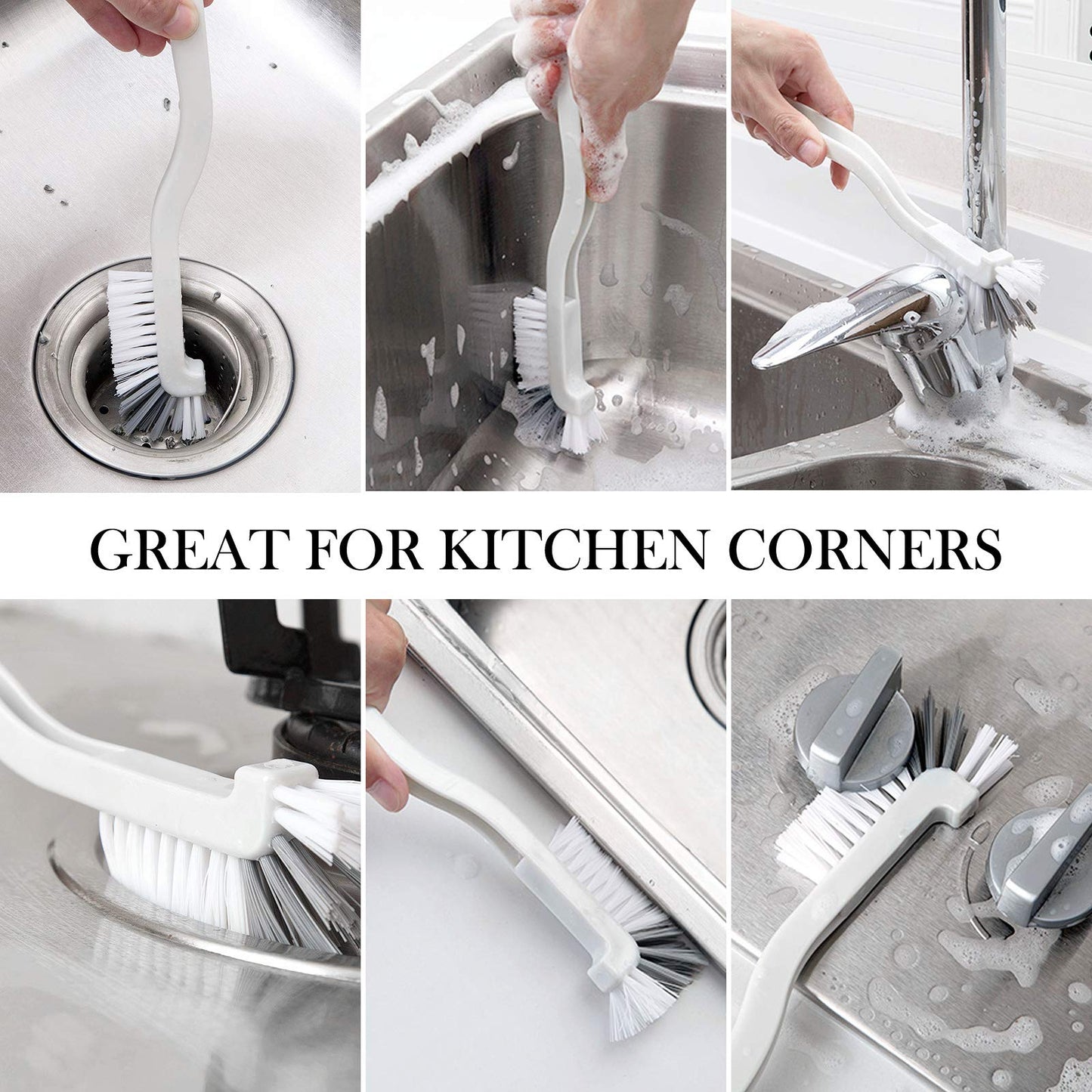 SHUNWEI 2 Pcs Cleaning Brush Small Scrub Brush for Cleaning Sink Bathroom Kitchen Edge Corner Grout Household Use with Handle