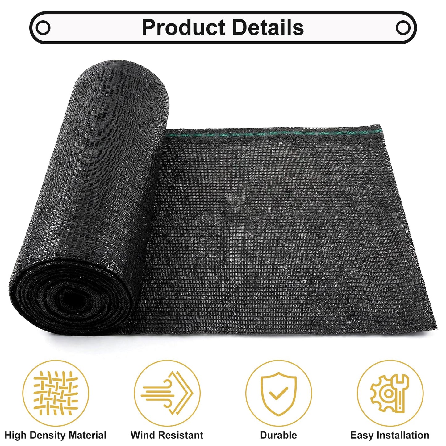 Shade&Beyond 50% Shade Cloth Roll 6 x 100 FT Sunblock Shade Mesh, UV Resistant Sun Shade Net for Garden, Greenhouse, Patio, Kennel, Black