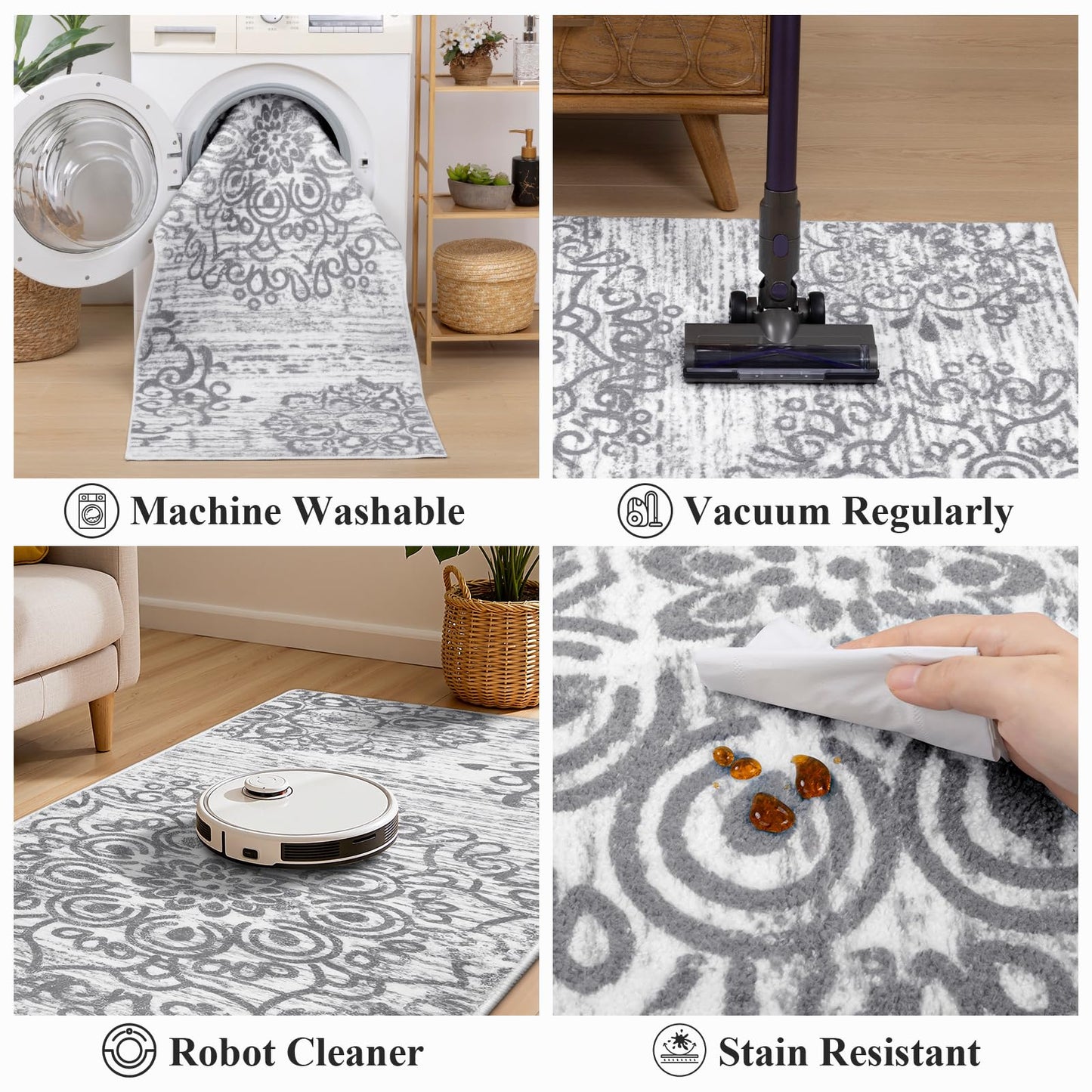 HEBE Hallway Runner Rug 2'x6' Washable Vintage Kitchen Rugs Non Slip Laundry Rug Runner Distressed Boho Floor Carpet Runners for Hallways Entryway Laundry Room Kitchen Bathroom