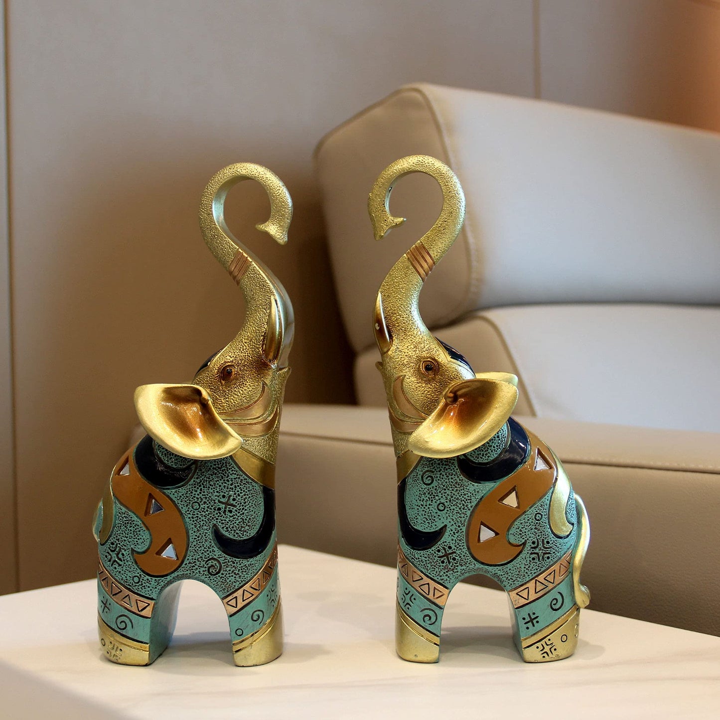 sugutee Good Luck Elephant Decor for Home, Large Gold Elephant Statue, Small Elephant Figurines and Statues (1 Pcs Small)