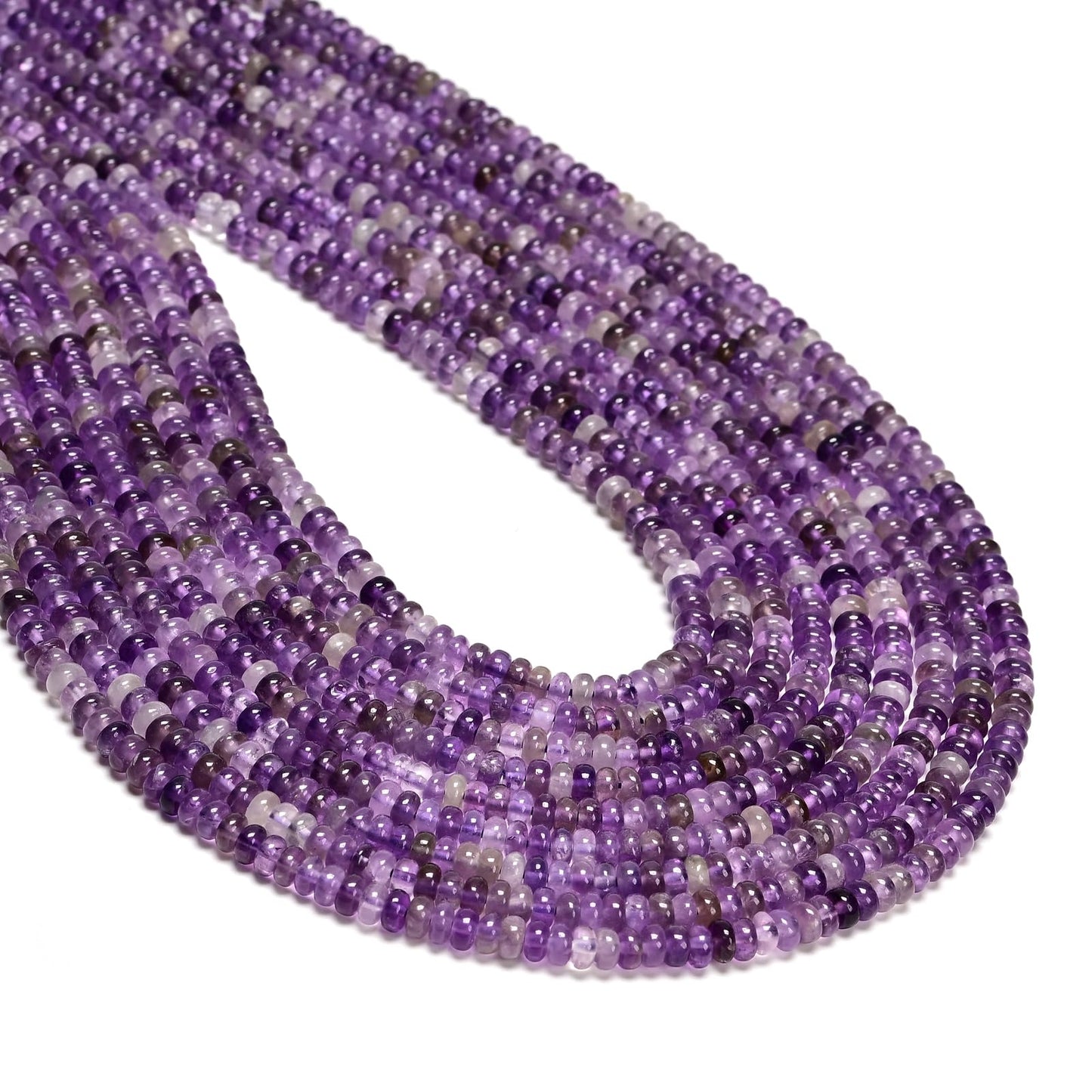 ICAI 2x4mm Natural Amethyst Rondelle Beads – Loose Gemstone Spacers for DIY Jewelry Making