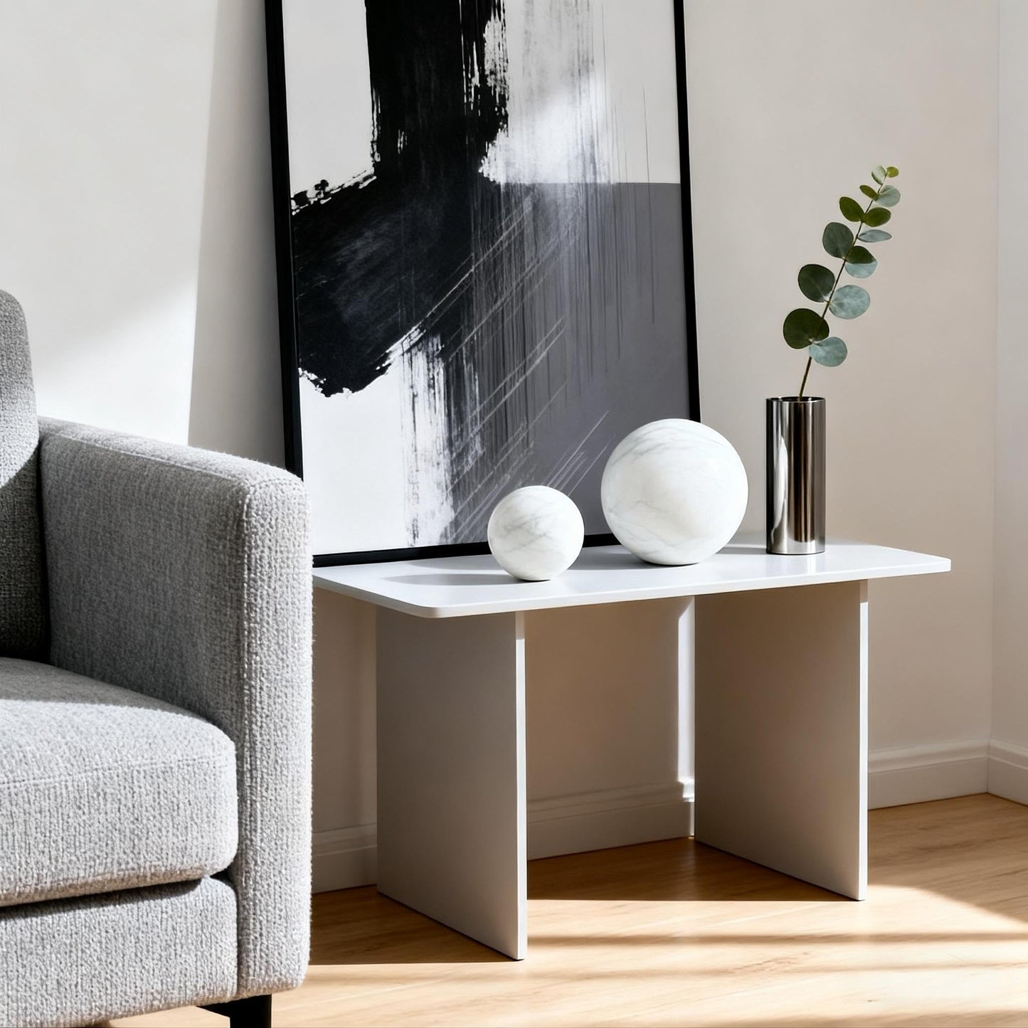 SIRIZEN-DIVING White Natural Marble Decorative Sphere Set, Heavy Solid Stone Balls for Home Decor, Bedroom, Entryway, Hotel, Dining Room Tabletop Display (12cm Diameter)
