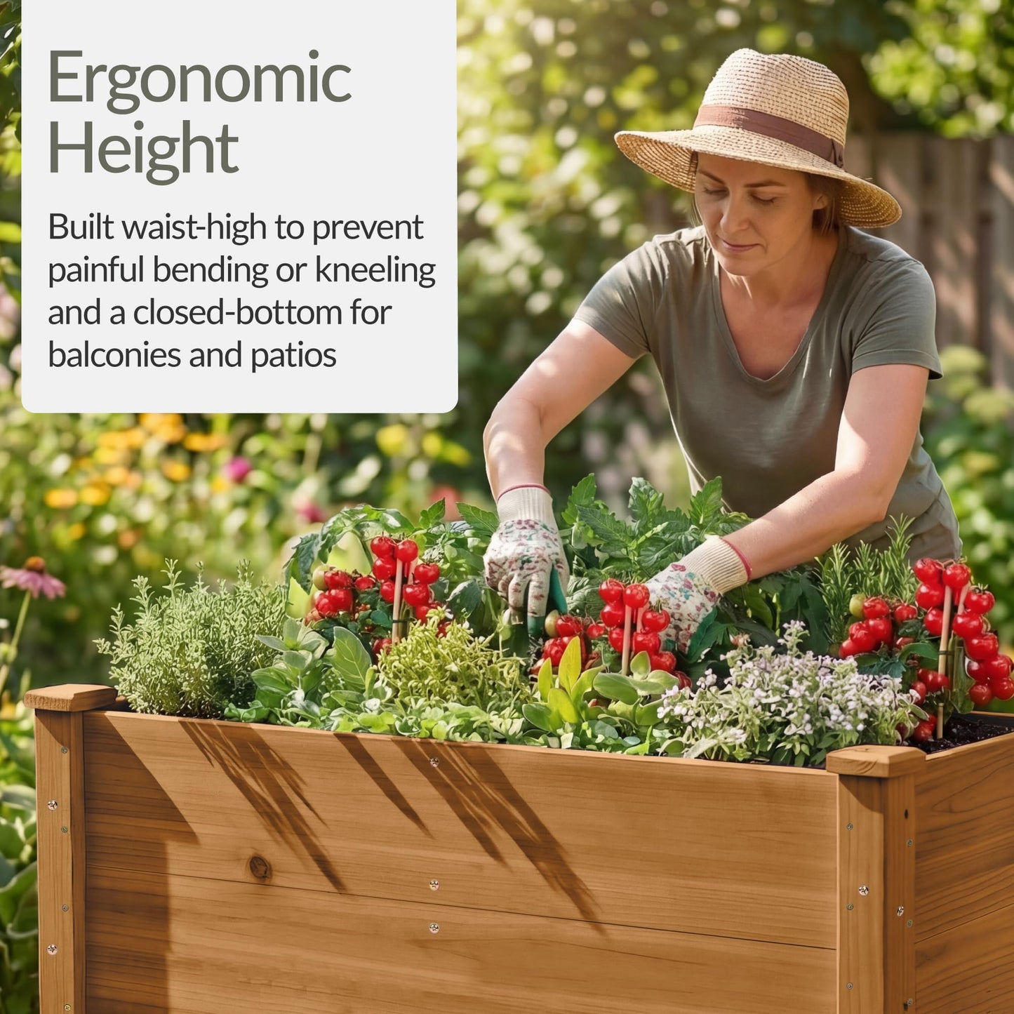 Best Choice Products 48" x 24" x 30" Raised Garden Bed with Extra Deep 16" Depth, Elevated Wood Planter Box Stand for Backyard, Patio, Balcony, Natural Fir Wood - Acorn Brown