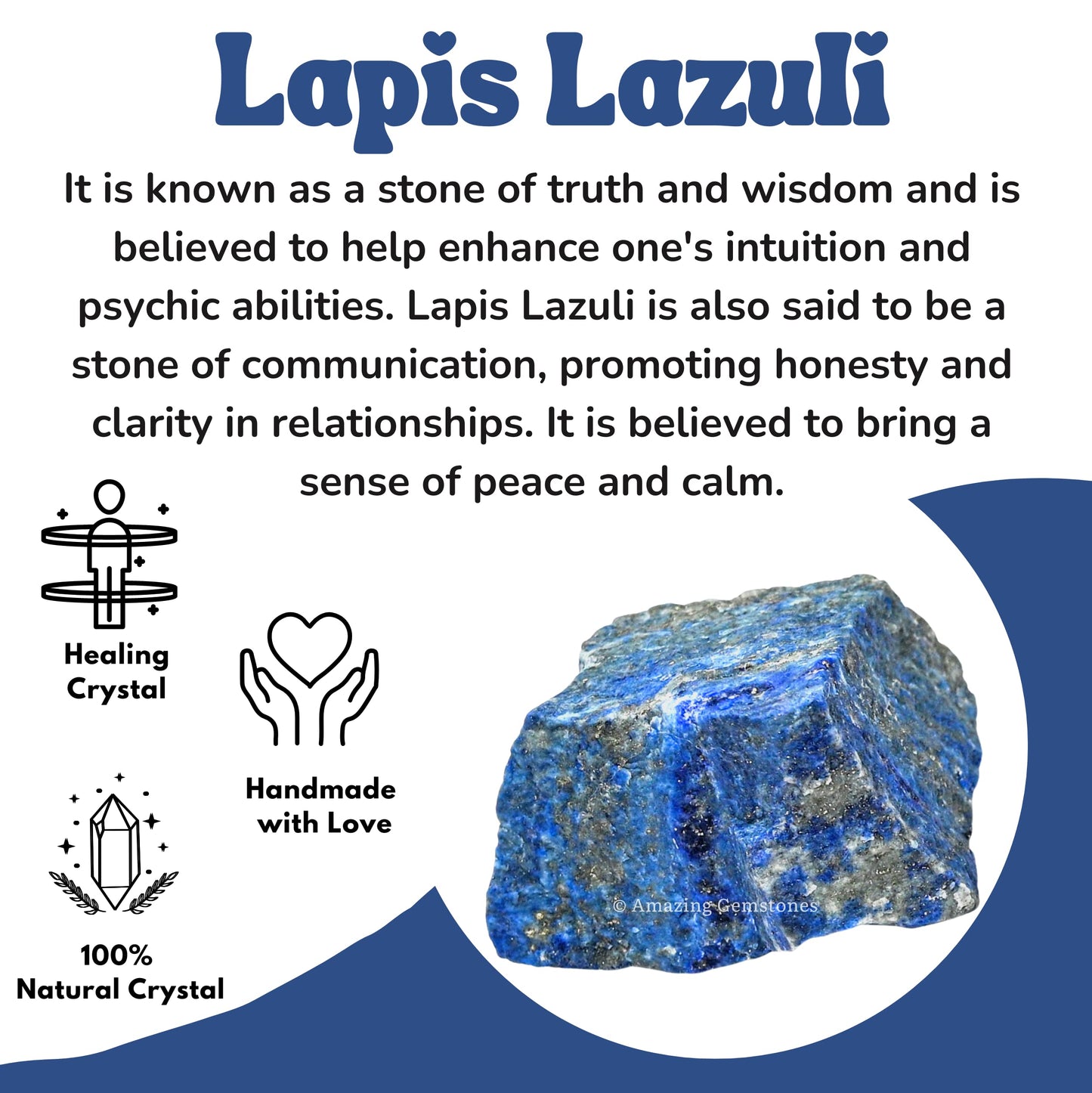 Amazing Gemstone Lapis Lazuli Raw Crystals and Healing Stones, Natural Rocks for Tumbling and DIY Raw Stones and Crystals (1 lb)