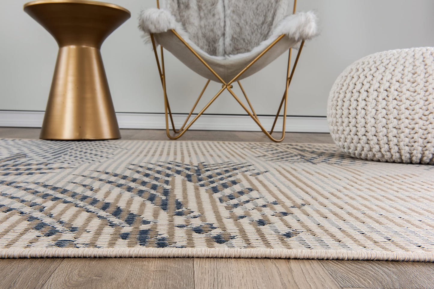 Rugshop Bahama Palm Frond Indoor/Outdoor Non-Shedding Patio Deck Backyard Area Rug 5' x 7' Cream