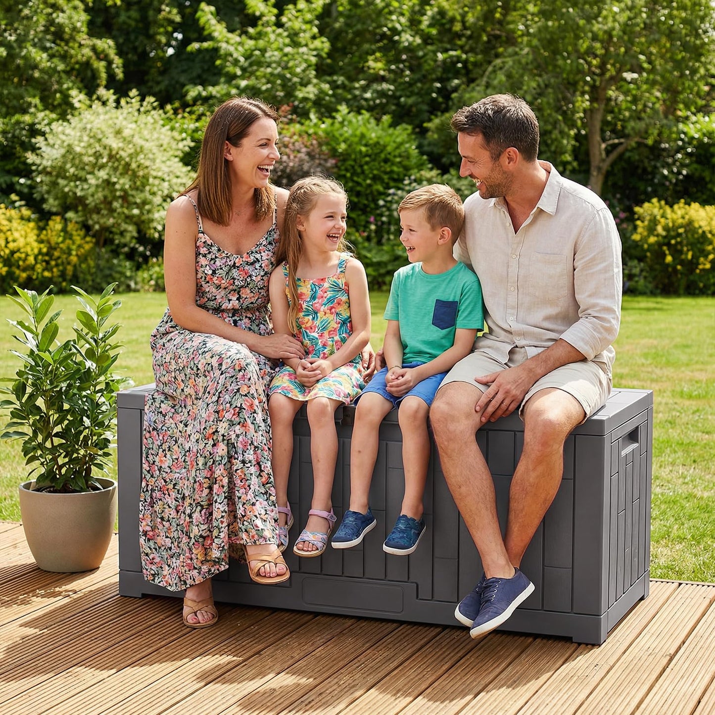 Jocoevol Deck Box 100 Gal, UV Resistant & Waterproof Outdoor Storage Box with Lock, Easy Assemble Storage Bins Container for Pool Patio Garden