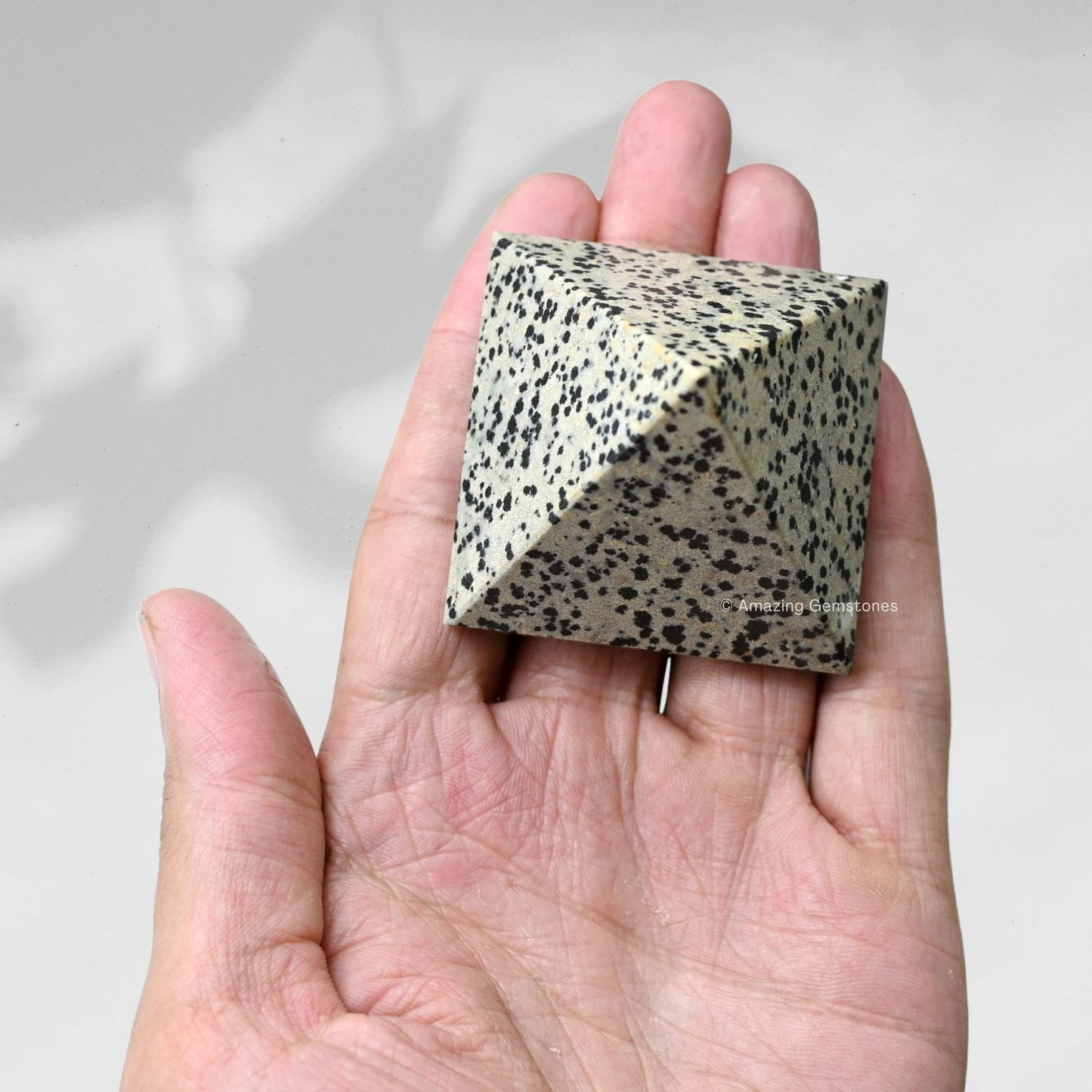 Amazing Gemstone Dalmatian Jasper Pyramid Crystal Healing Stones - 2" Great Pyramid Figurine of Natural Stone Pyramid for Meditation, Reiki, Chakra Balancing and Crystal Pyramids Grid