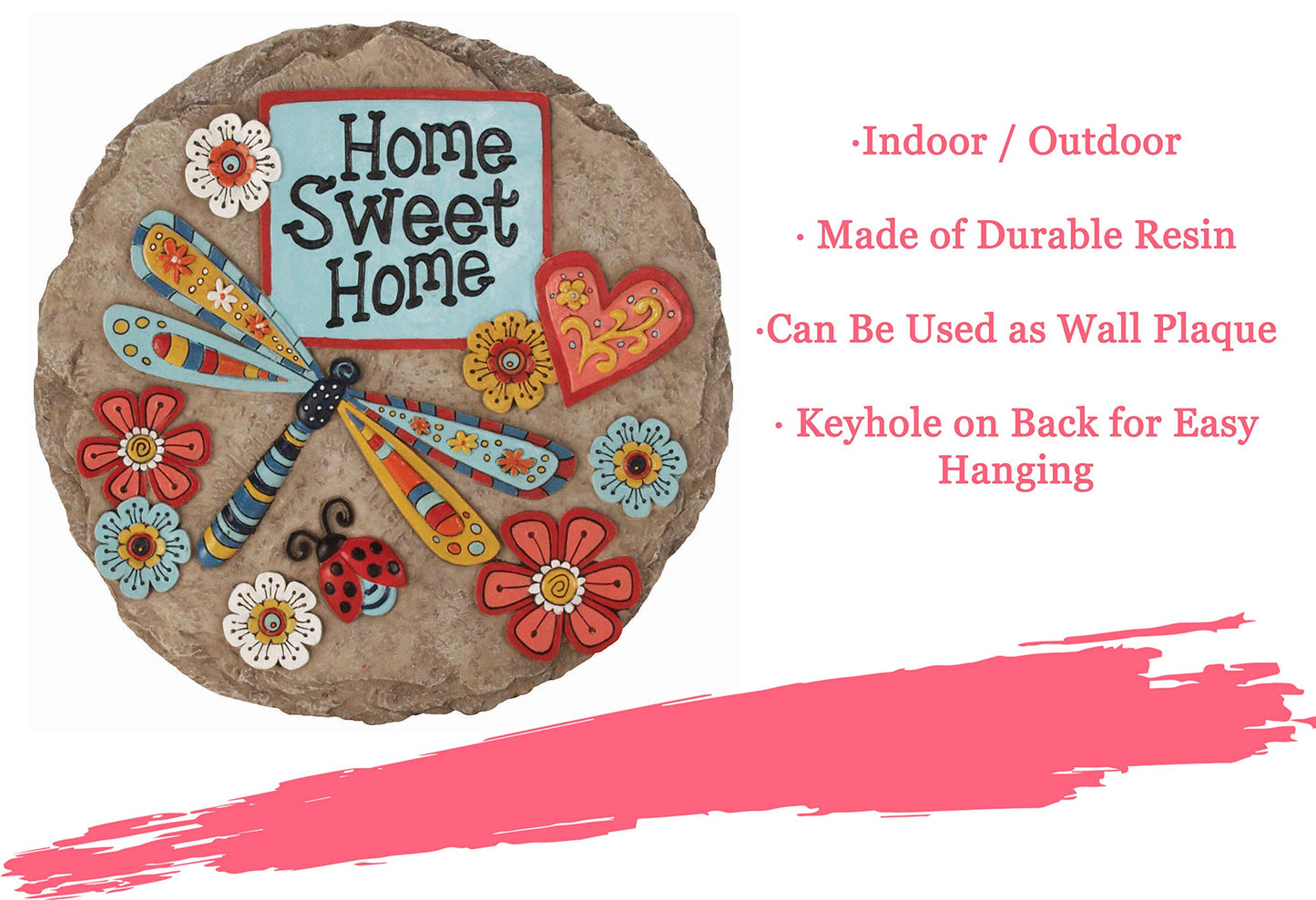 Spoontiques - Garden Décor - Home Sweet Dragonfly Stepping Stone - Decorative Stone for Garden