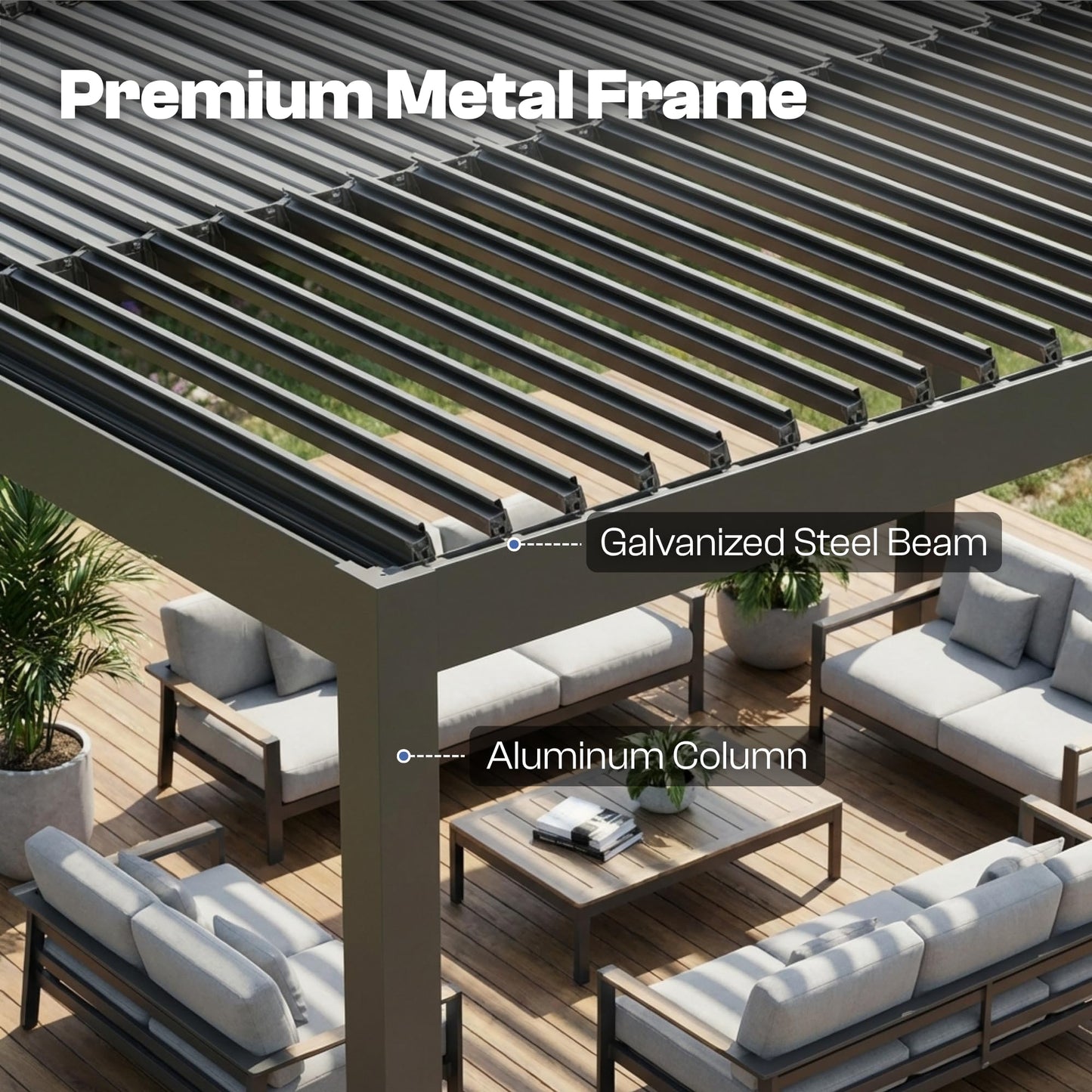 Patio Kingdom 10' x 10' Louvered Pergola Outdoor Aluminum Pergola Kit with Adjustable Roof, All-Weather Metal Gazebo with Drainage System for Patio, Deck, Garden and Backyard Shade, Gray