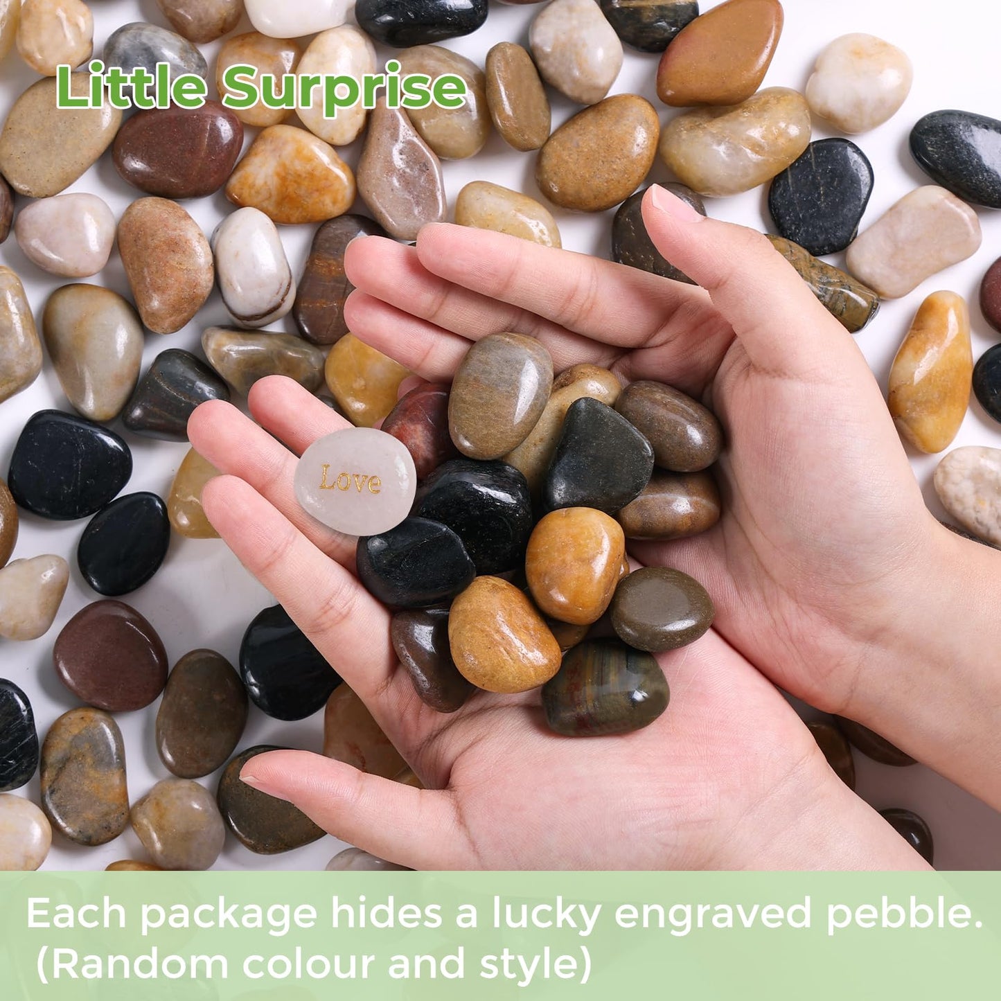 SIDONG 5 LB Mixed River Rocks, 0.4-1.2 Inches Highly Polished Pebbles for Indoor Plants, Decorative Stones for Plants, Fish Tank, Vases, Home Décor, Crafting, Garden Landscaping