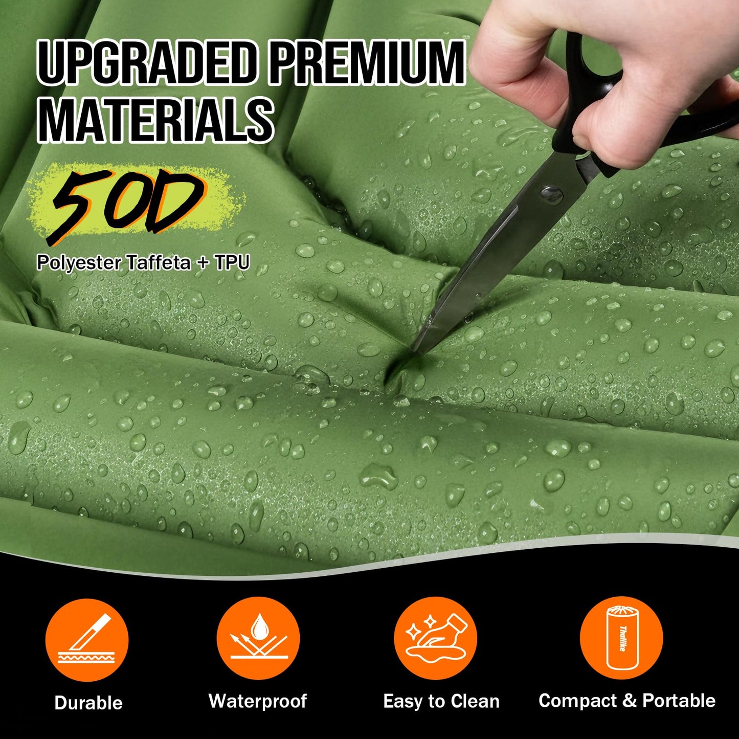 Double Sleeping Pad for Camping- 2 Person Camping Mattress with Pillow, Inflates in 60 Seconds Sleeping Pad with Pump-Electric/Foot Portable Air Pad for Backpacking, Hiking, Tent, Car Travel, Beach