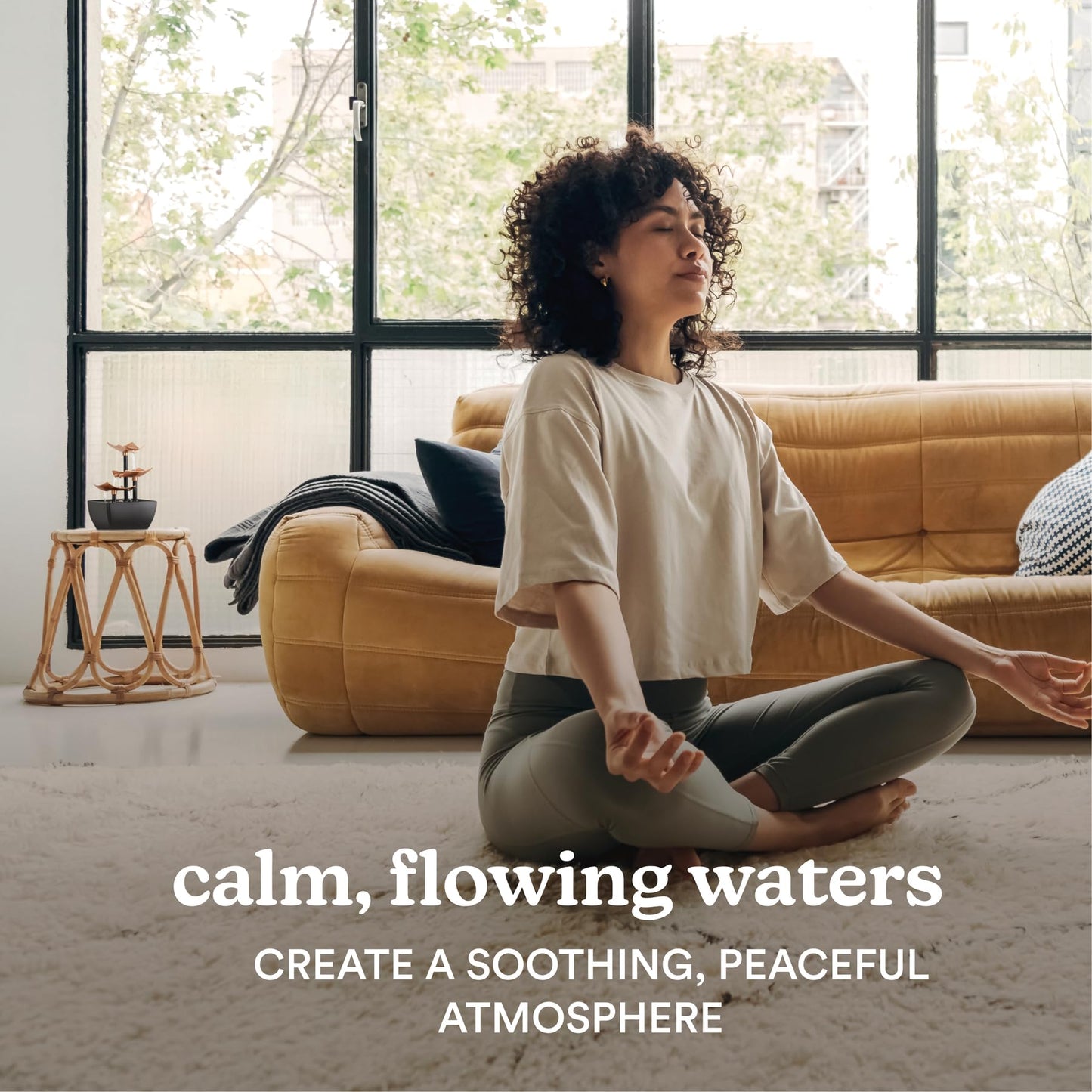 Homedics Tabletop Water Fountain, 3 Tier Indoor Waterfall Fountain with Natural River Rocks, Quiet Pump for Relaxation, Zen Home & Office Desk Décor, AA Battery Powered