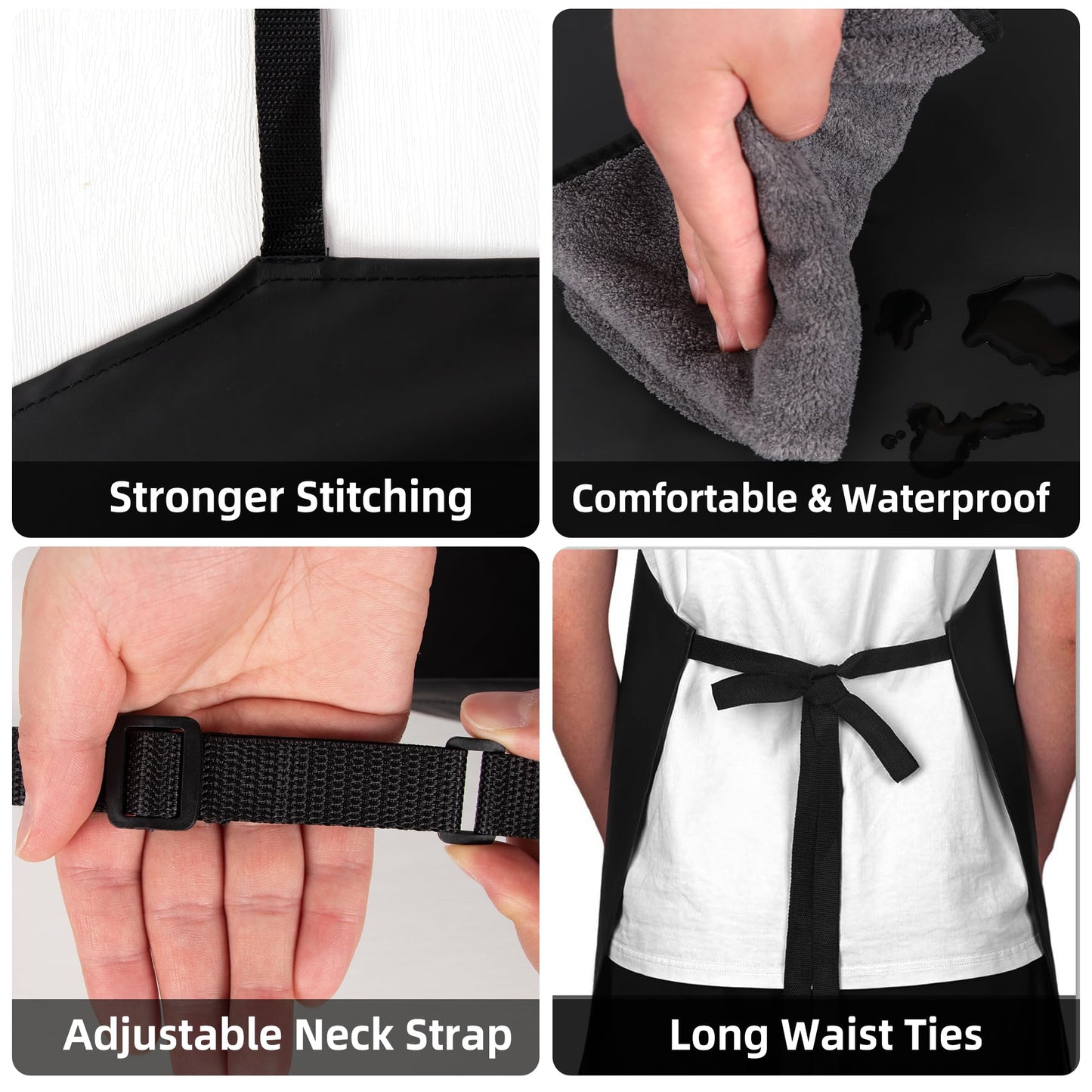 MIKI WELL Heavy Duty Waterproof Apron - for Unisex Adult, Ultra Lightweight, Chemical Resistant Industrial Work Apron (Black-1Pack)