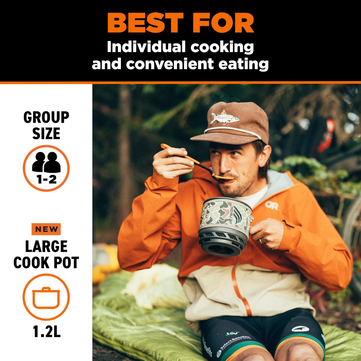 Jetboil TrailCook 1.2L Camping and Backpacking Stove Cooking System with Adjustable Heat Control, New for 2026, Duck Camo