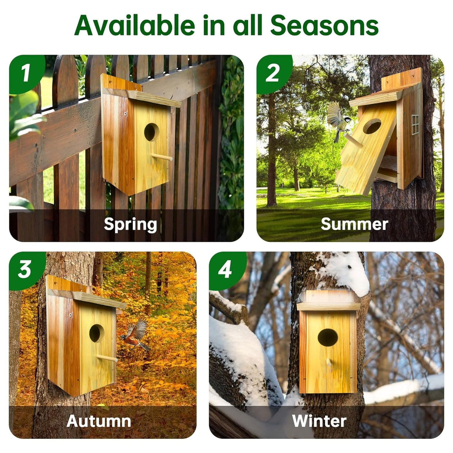 LENEDI Bird House, Wood Bird Houses for Outside, Cedar Birdhouse for Outdoors, Bluebird Houses for Outside, Waterproof Birdhouse for Wren Bluebirds Finches Swallows, Assembling Need