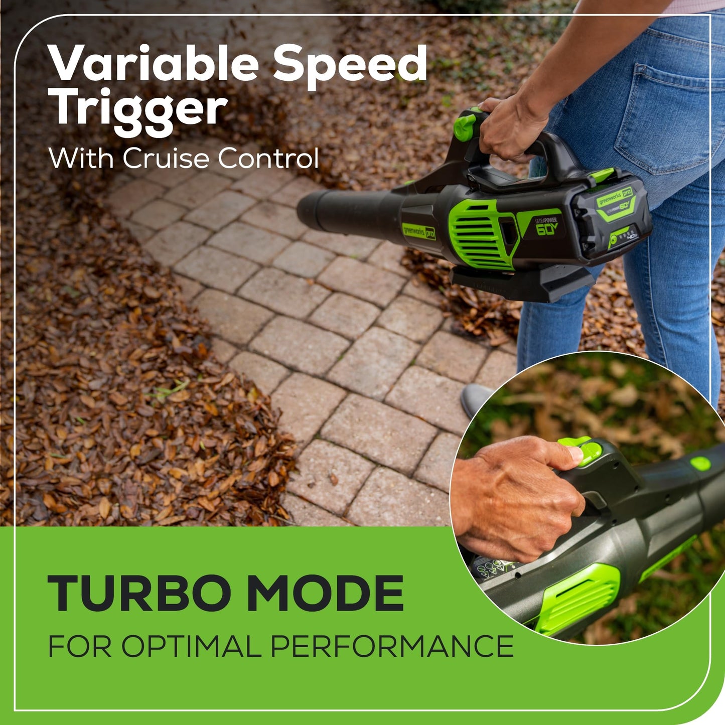 Greenworks 60V (610 CFM / 130 MPH) Cordless Leaf Blower, High Power, Lightweight & Quiet Operation for Wet Leaves, Driveways and Dense Gravel, Includes 2.5Ah Battery & 5A Rapid Charger