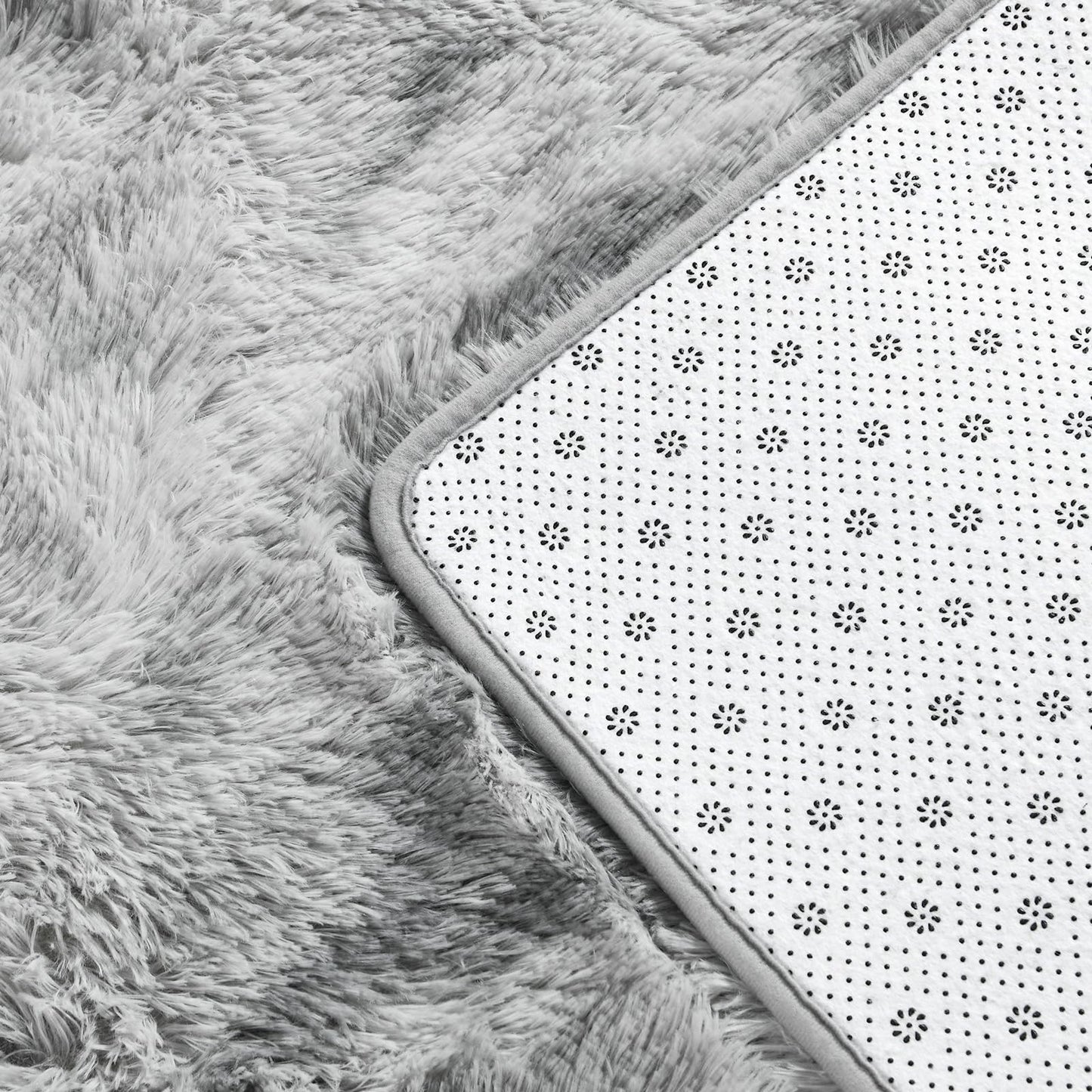 Deerhoo Large Shag Area Rugs 6 x 9, Tie-Dyed Plush Fuzzy Rug for Living Room, Ultra Soft Fluffy Furry Rugs for Bedroom, Indoor Carpet Nursery Rugs for Kids Room Home Decor, Light Grey