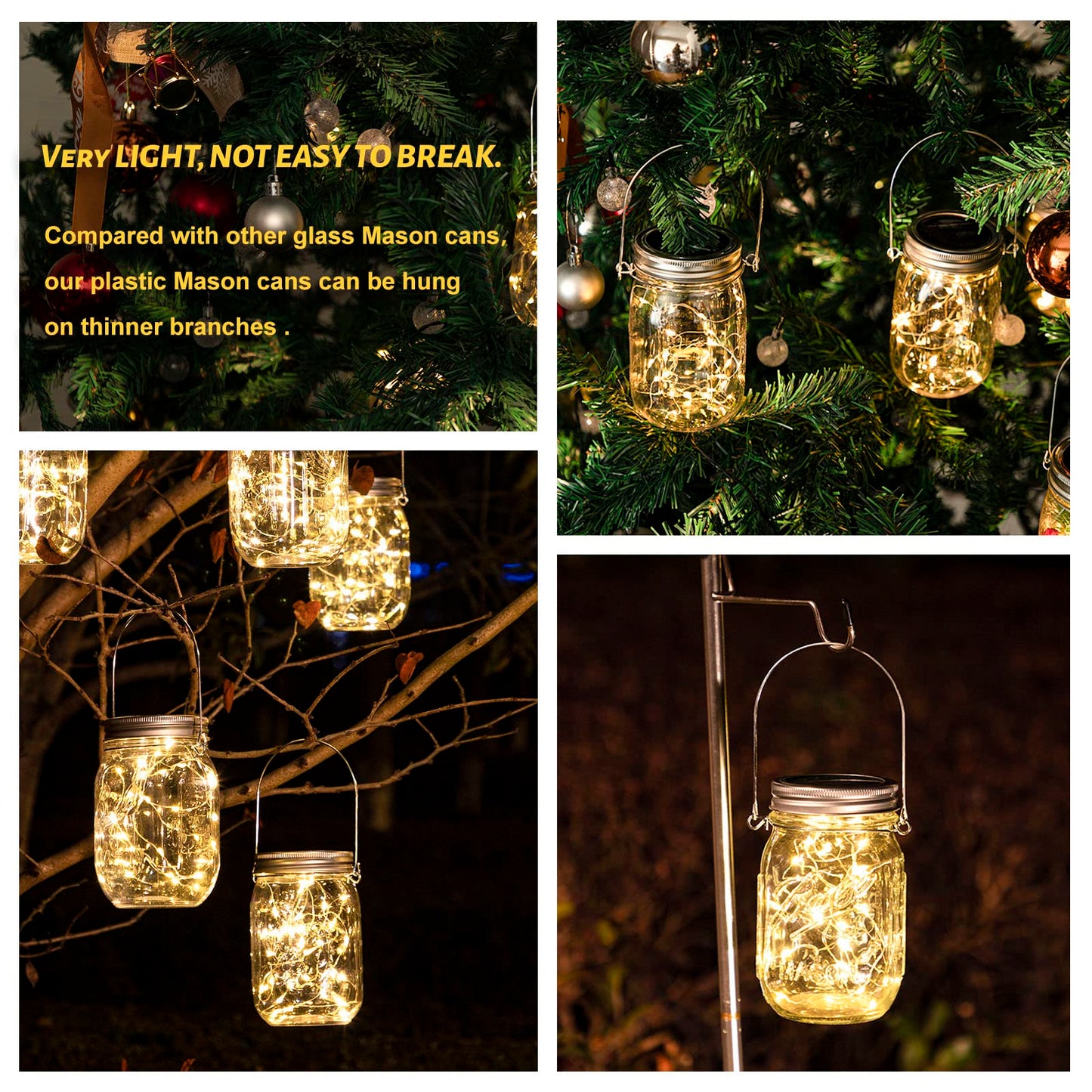 HXWEIYE 8 Pack Solar Mason Jar Lights Lanterns,Jars & Hangers Included，30LED Waterproof Hanging Outdoor Fairy Lights for Patio Garden Porch Yard Backyard Balcony Wedding(Warm White)