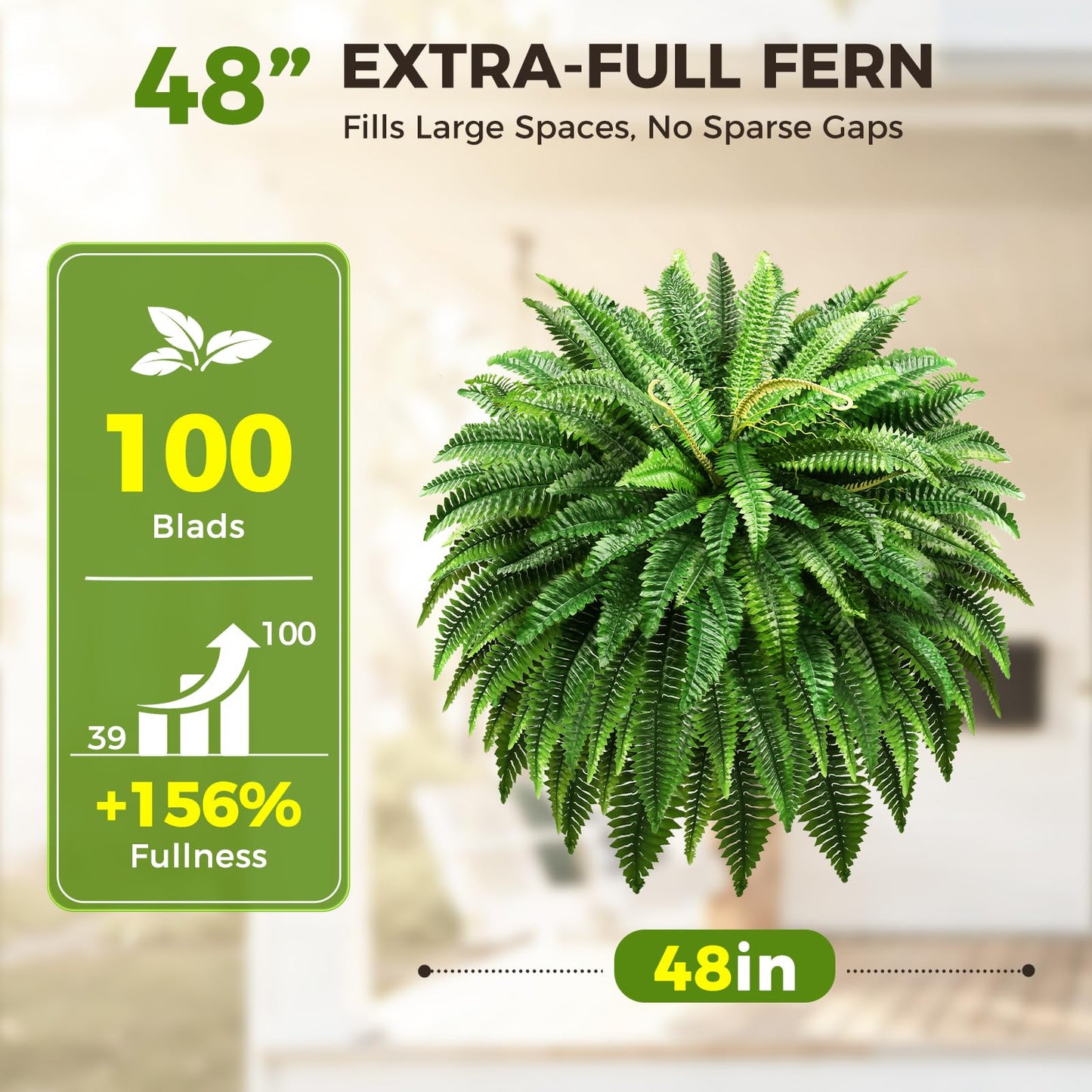 Suntee 2 Pack 48" Large Artificial Ferns, 3 Pack Tomato Cage with 10 Gallon Grow Bags