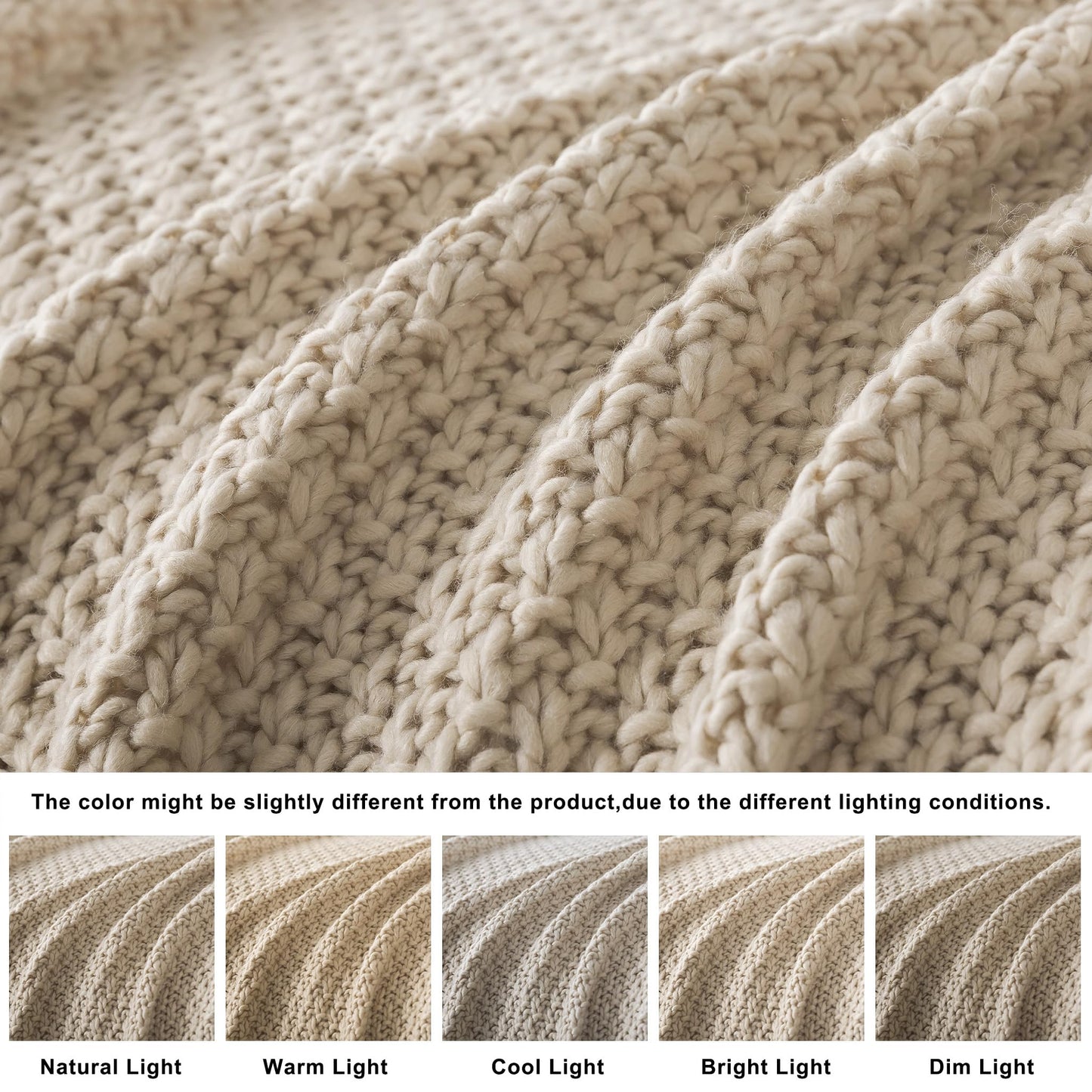 WDCOZY Chunky Cable Knit Throw Blanket Super Soft Warm Knitted Throw Blanket for Couch, Sofa, Chair, Bed Lightweight Breathable Cozy Comfortable Home Decorative Camel Tan Beige 50x60 Inches
