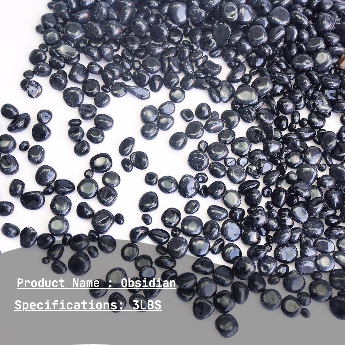 XMHOME 3 Pounds Black Obsidian Polished Stones - Natural Tumbled Gemstones for Vase Filler, Protection, and Jewelry Making