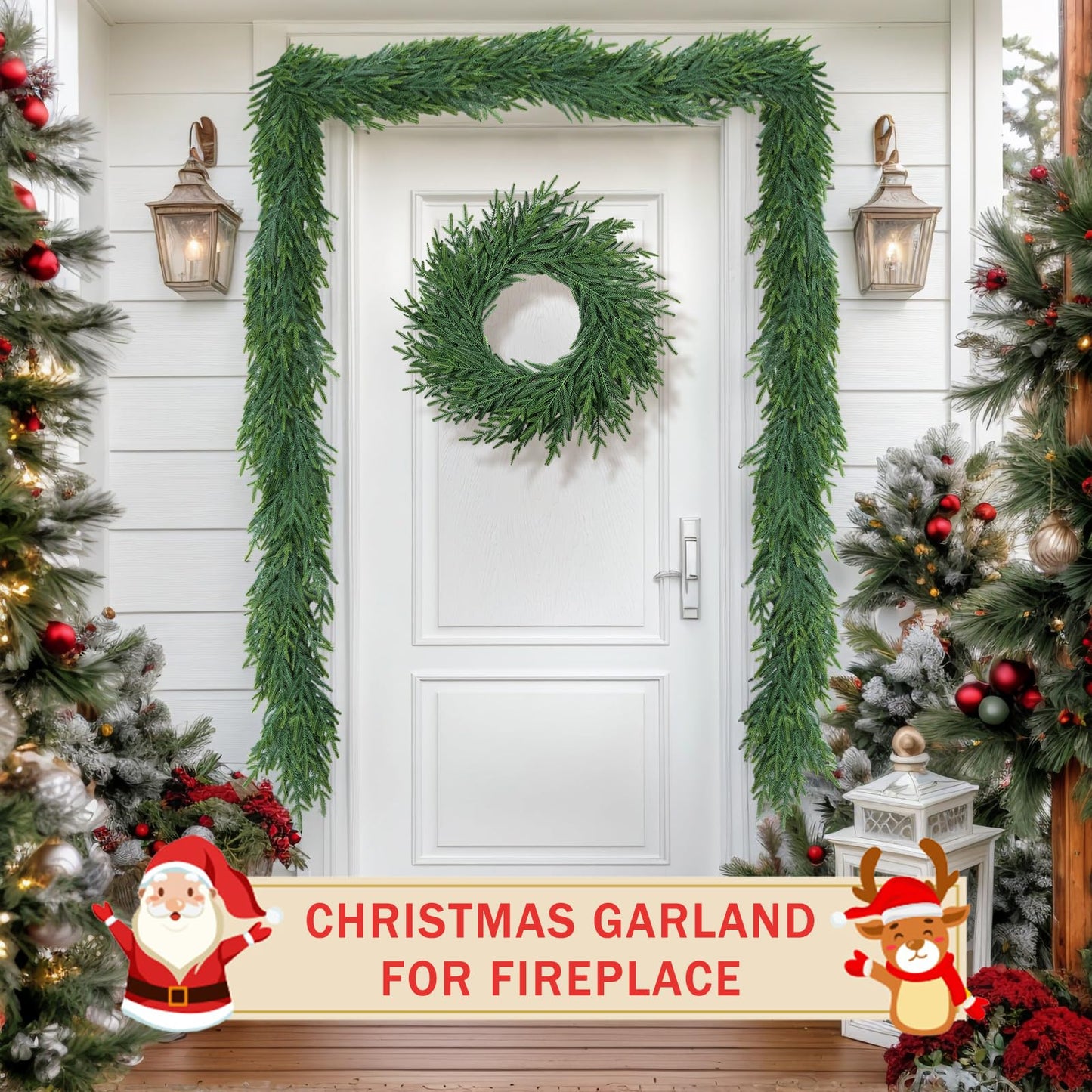 Christmas Cedar Garland for Staircase Real Touch Droopy Bendable Lifelike Faux Xmas Garlands for Decoration Christmas Green Pine Mantle Garland Thanksgiving Table Decorations Outdoor Indoor 72"