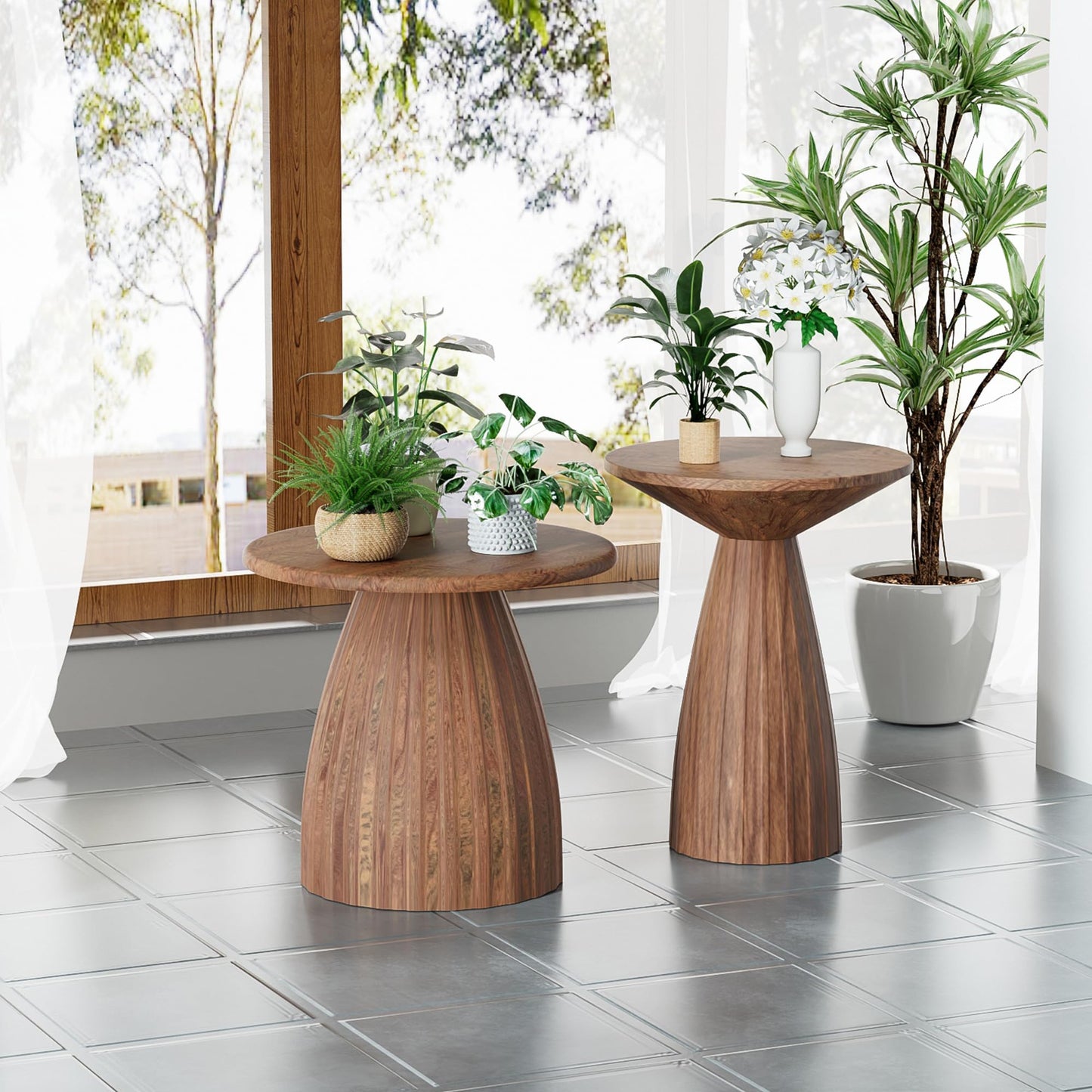 Xyulmeo Corner Metal Plant Stand Set of 2 Indoor, Anti-Rust Small Flower Pot Stand, Mid Century Modern Plant Holder, Round Single Plant Stool Shelf, for Home, Patio, Garden, Balcony, Outdoor, Gold