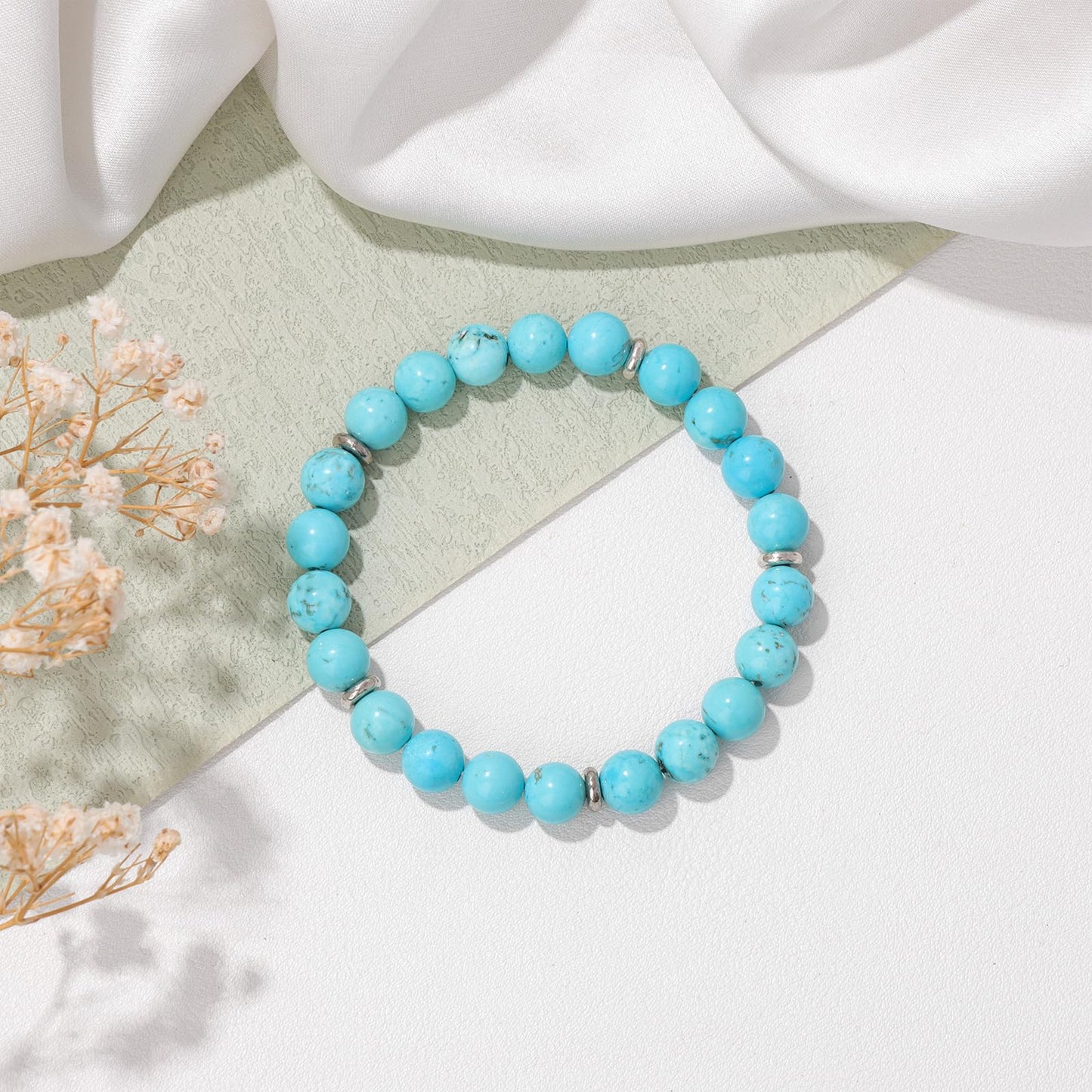 GolbalJew Healing Bracelet For Women Anxiety Beaded Bracelets Jewelry Healing Stone Blue Turquoise Bracelet Stress Relief Yoga Beads Chakra Bracelets Gifts For Women