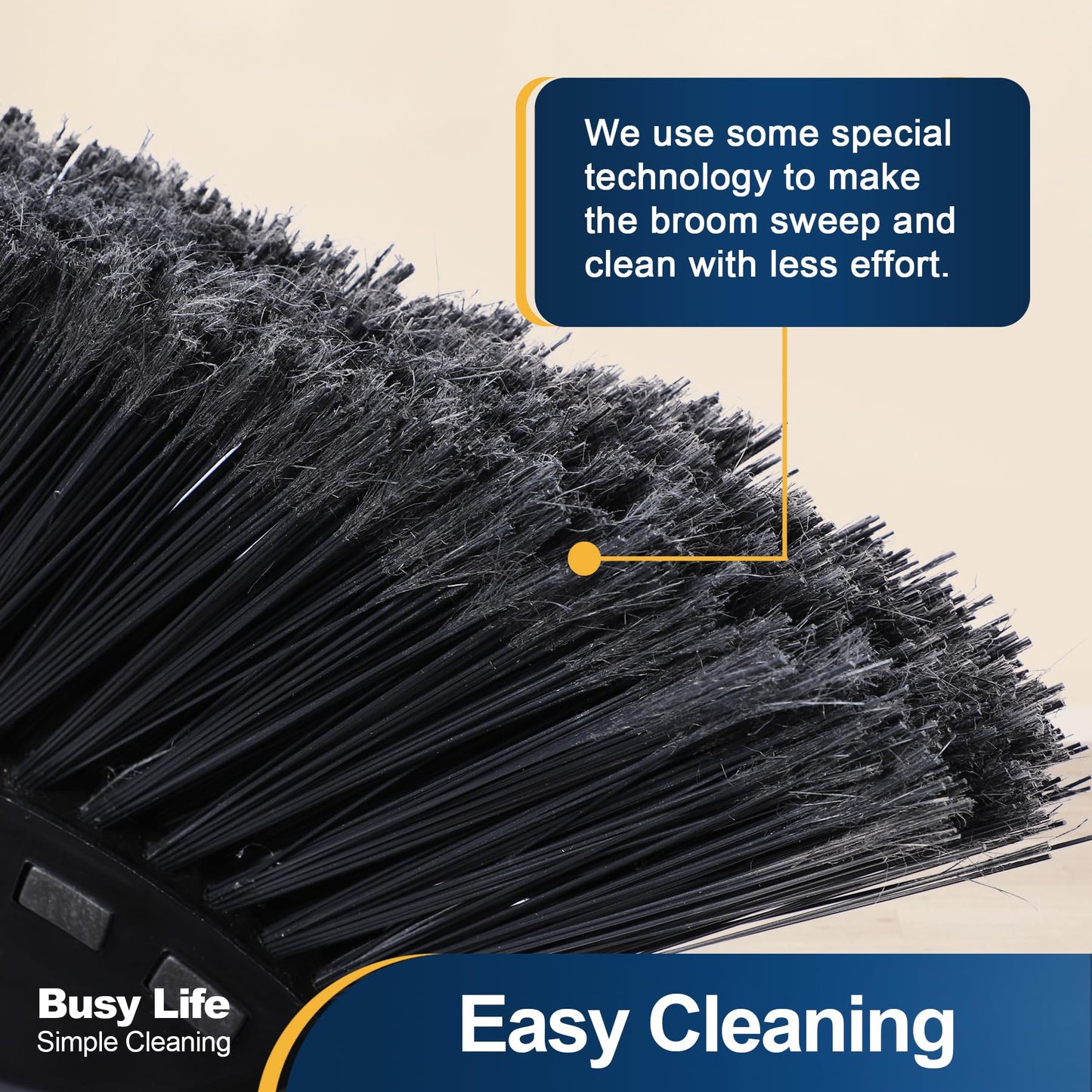 Yocada Heavy Duty Broom Outdoor&Indoor Broom Commercial for Courtyard Garage Lobby Mall Market Floor Home Kitchen Room Office Pet Hair Rubbish 56.9Inch Black