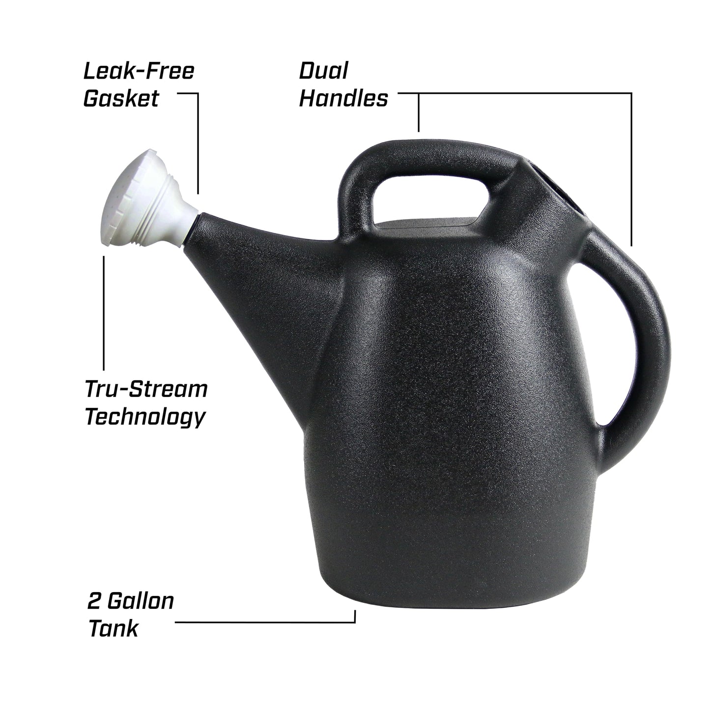 Chapin 47998 Watering Can, 2 Gallon, Indoor and Outdoor Plants, Lawn, Garden, Removable Nozzle, Drip-Free Sprinkler Head, Recycled Plastic, Black