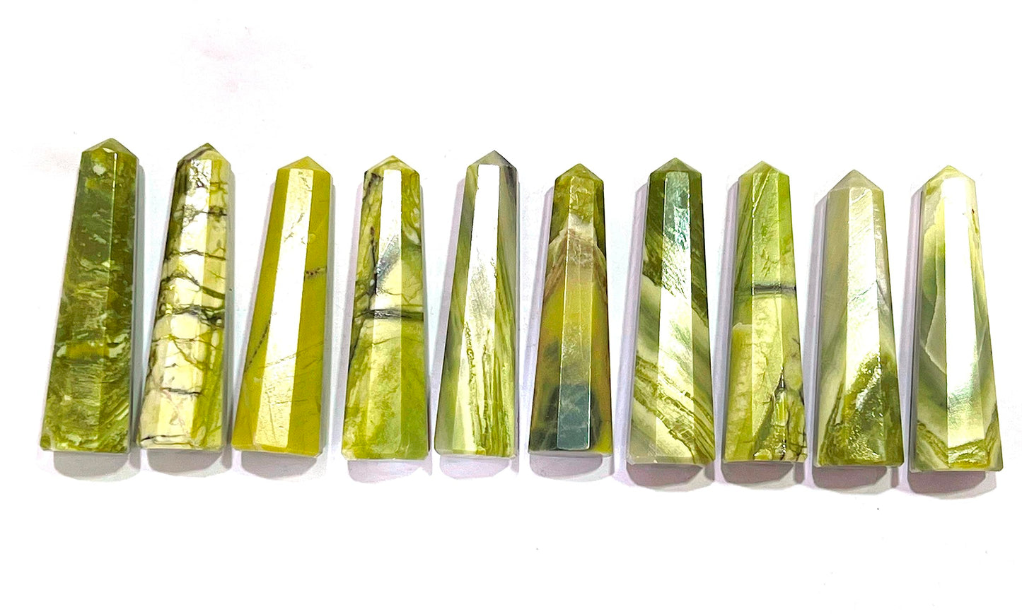 WholesaleGemShop 3 Inch Gemstones SERPENTINE Obelisk Tower Jumbo Facet Aura Rock Crystal Natural Polished Earth Wand Spirit