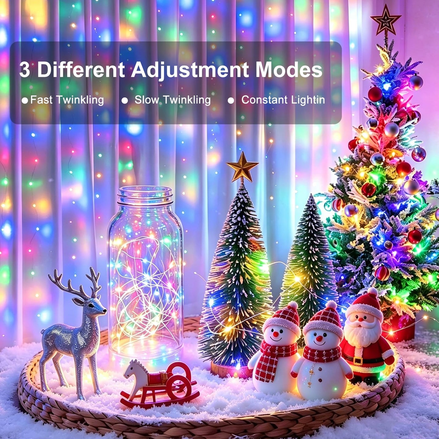 8 Pack Fairy Lights Battery Operated, 7ft 20 LED 3 Modes Speed Twinkle Mini String Lights Waterproof Silver Wire Firefly Starry Lights for Mason Jars Wedding Party Christmas Easter Decorations